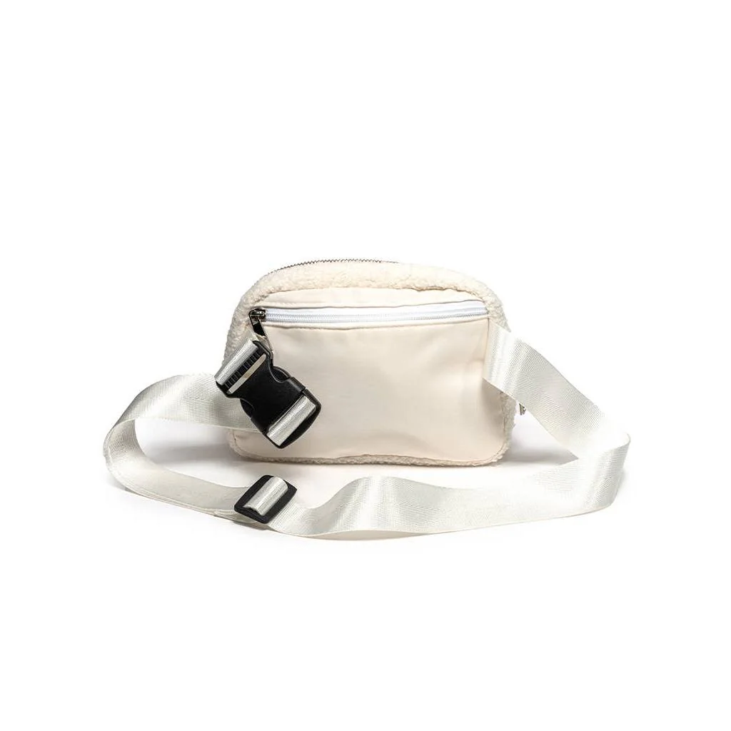 Spring Flowers in Bloom White Adjustable Belt Bag | Floral Crossbody Waist Bag - Image 4