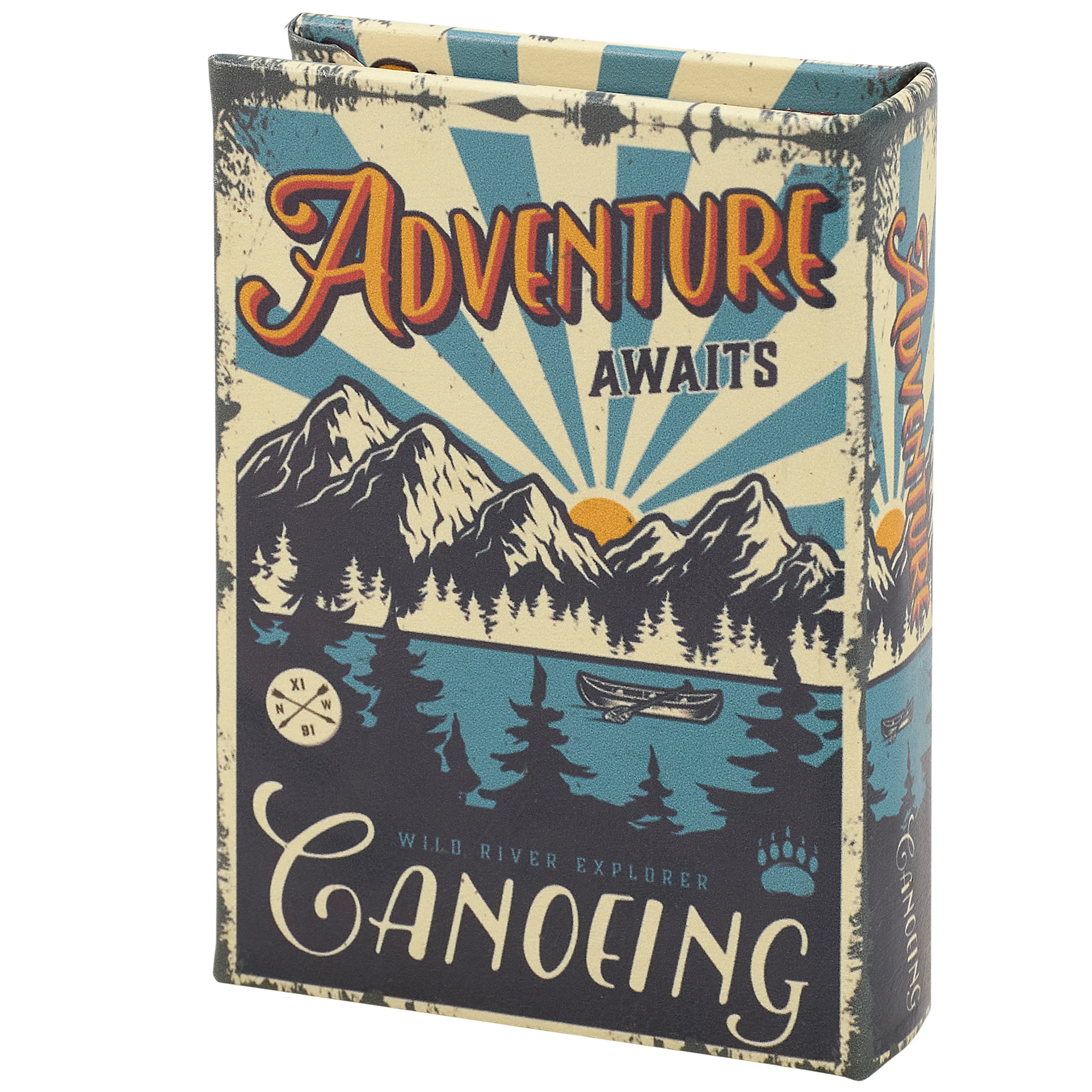 Adventure Awaits Canoeing Book Box | Outdoor-Themed Book Shaped Storage Stash Trinket Box - Image 3
