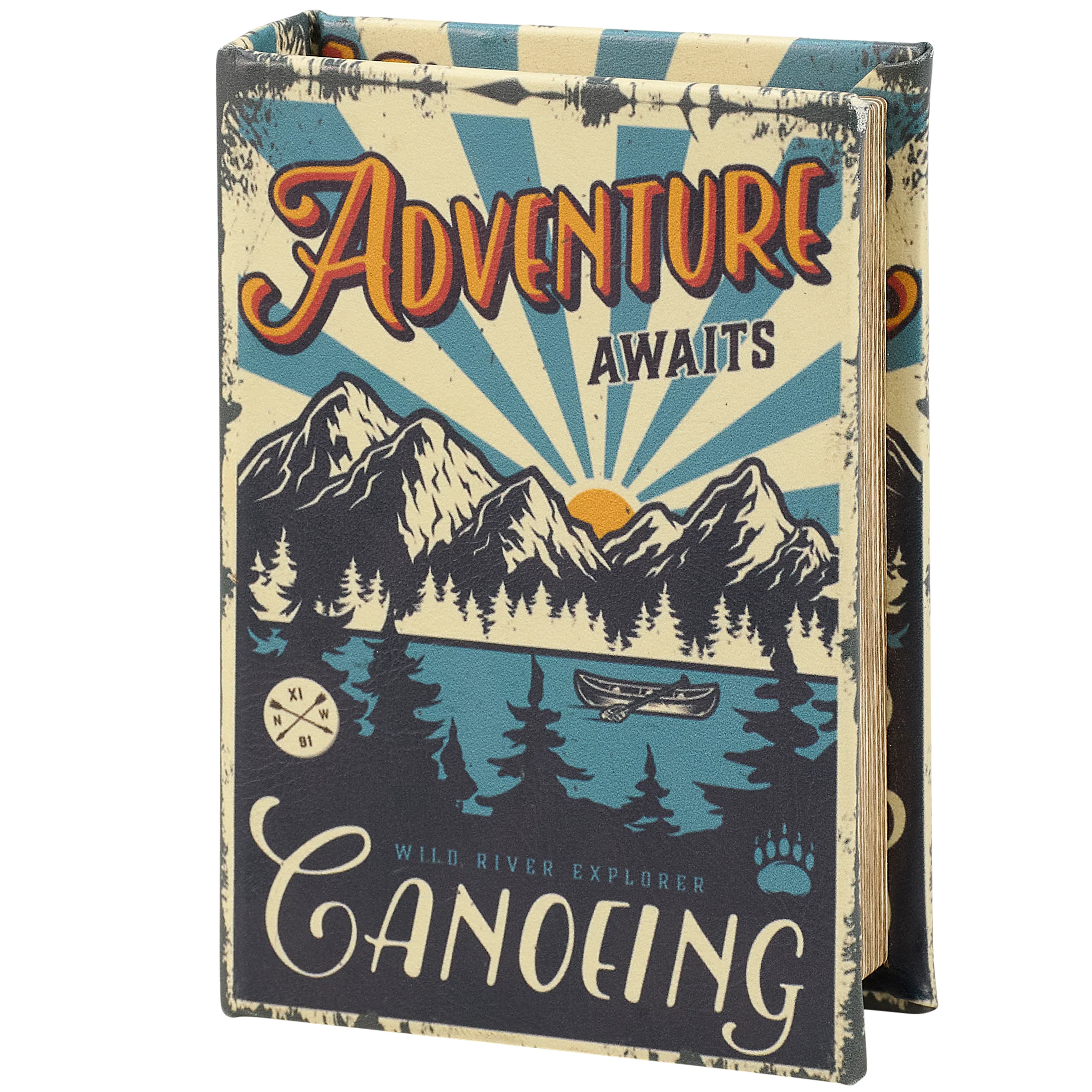 Adventure Awaits Canoeing Book Box | Outdoor-Themed Book Shaped Storage Stash Trinket Box - Image 5