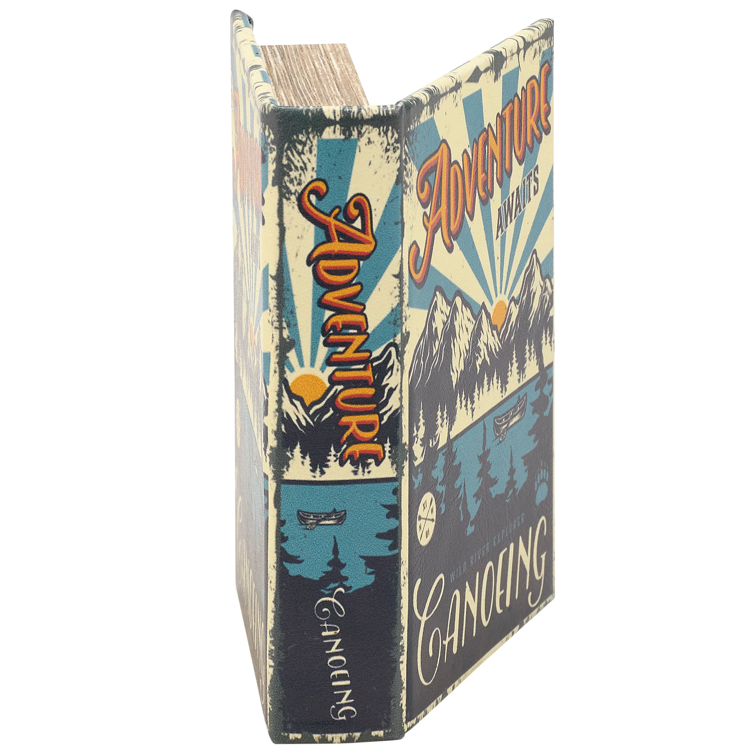 Adventure Awaits Canoeing Book Box | Outdoor-Themed Book Shaped Storage Stash Trinket Box - Image 7