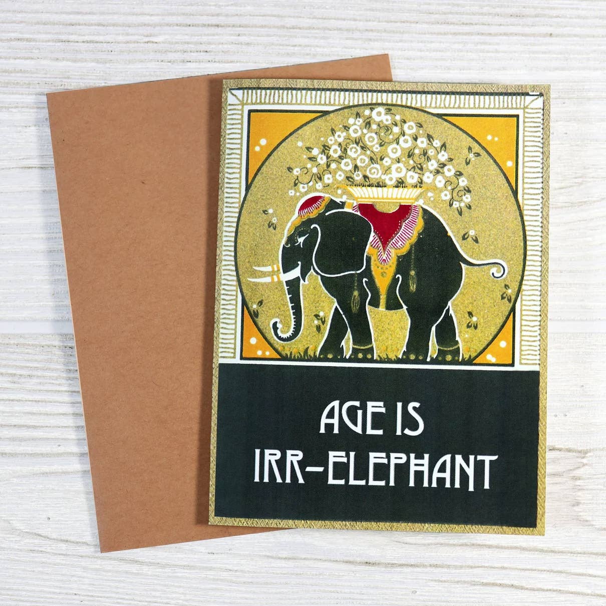 Age Is Irr-Elephant Vintage Blank Birthday Card - Image 2