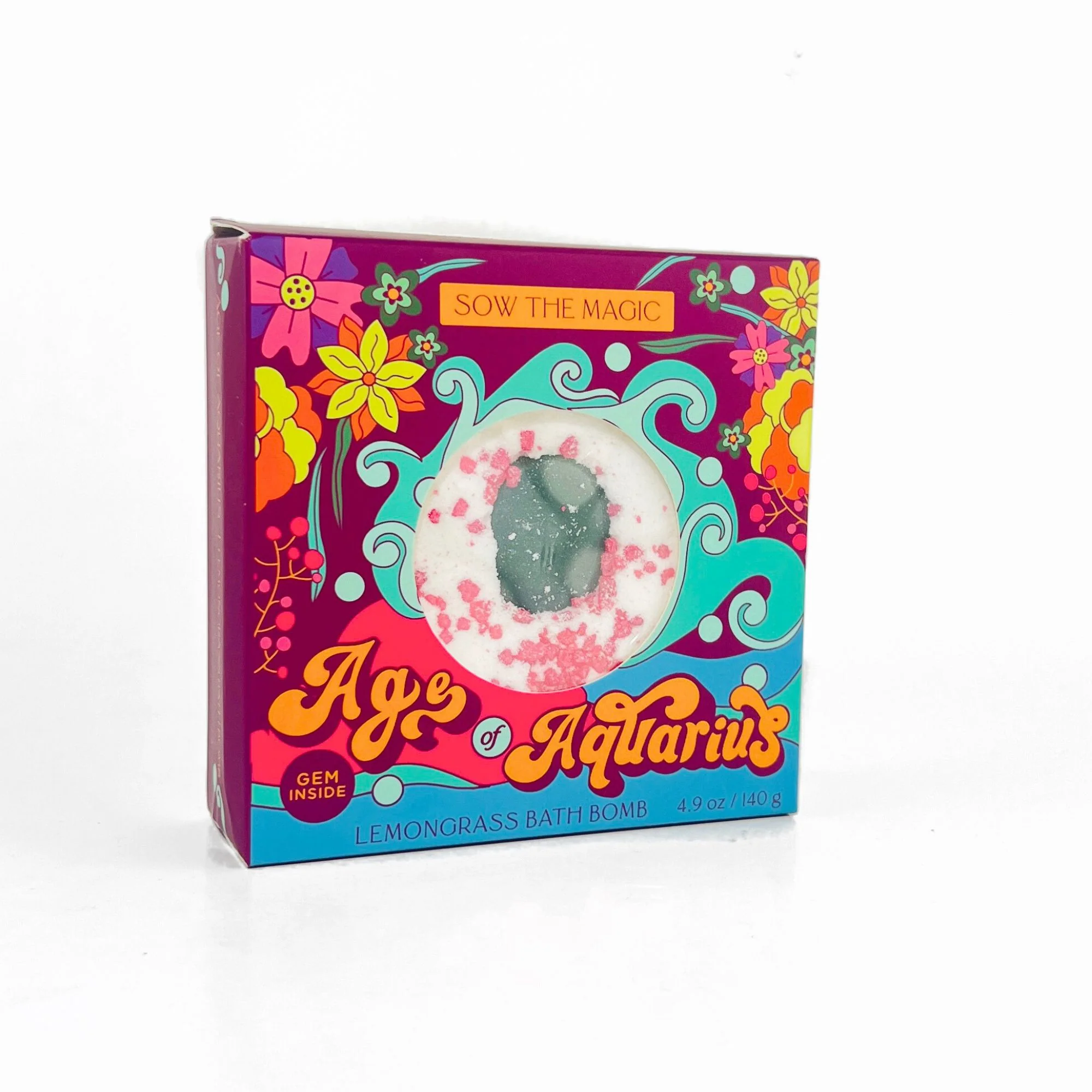 Age of Aquarius Lemongrass Bath Bomb with Aventurine Stone | Relaxing Bath Fizzer in Lemongrass Scent - Image 7
