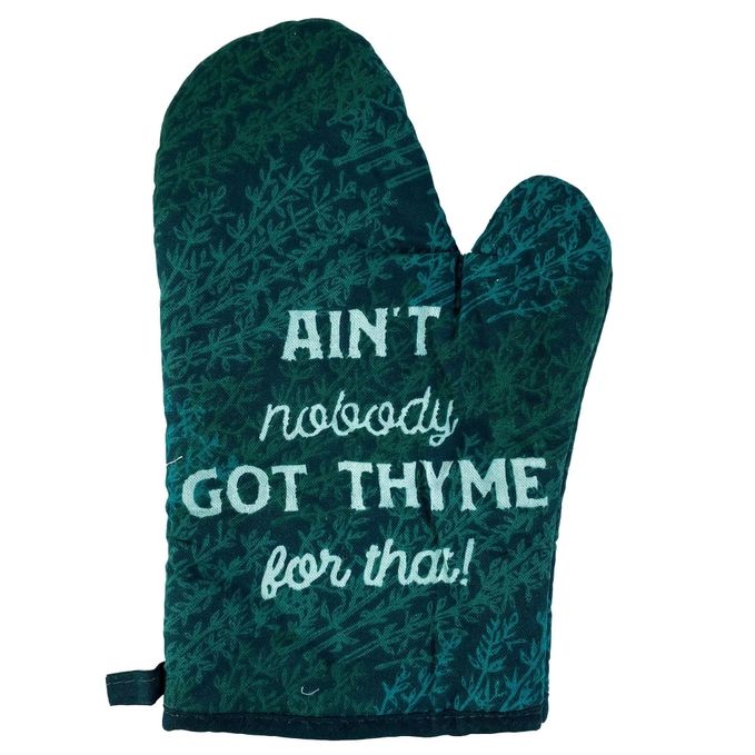 Ain't Nobody Got Thyme For That Oven Mitt in Green | Kitchen Thermal Single Pot Holder - Image 2