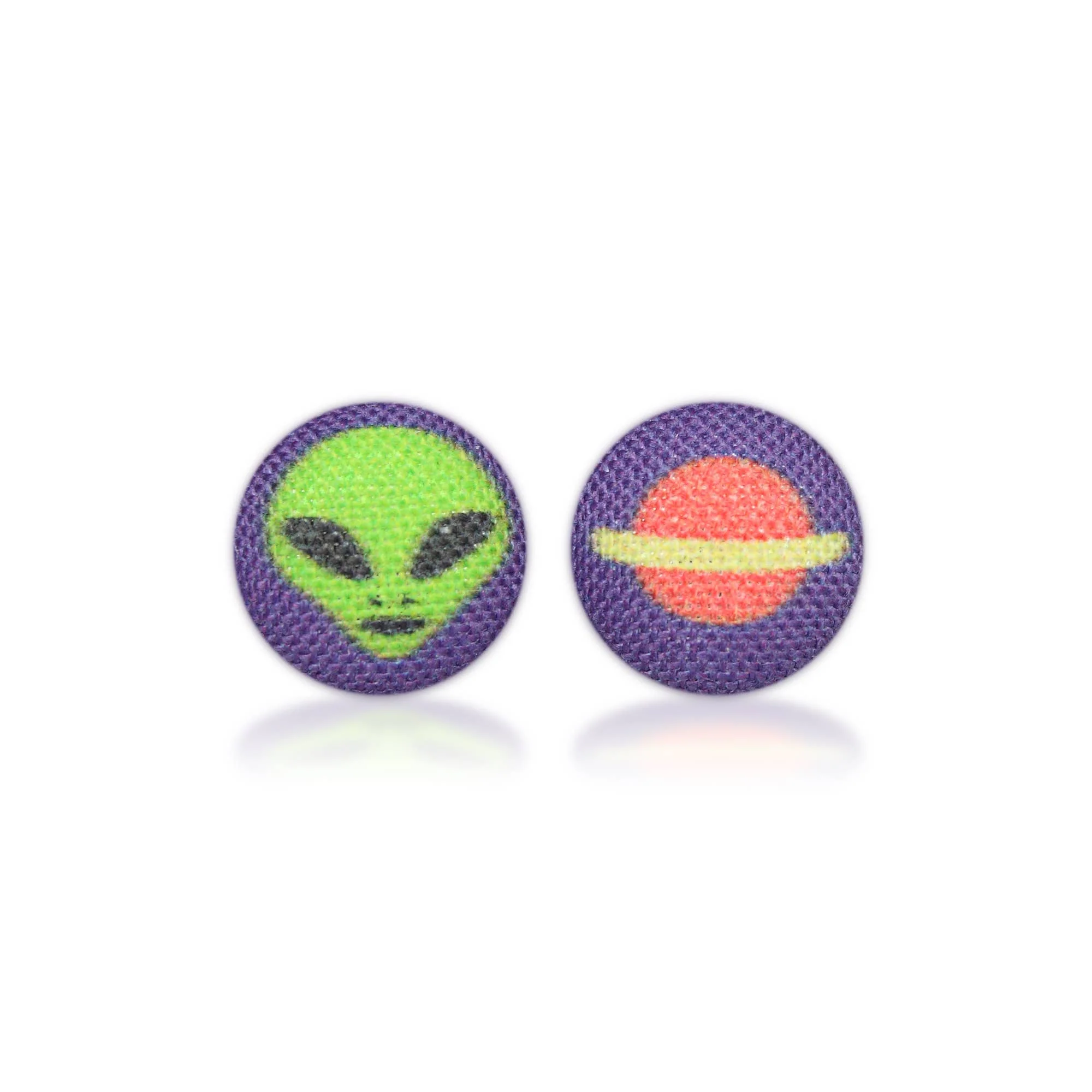 Alien Fabric Button Earrings | Handmade in the US - Image 2