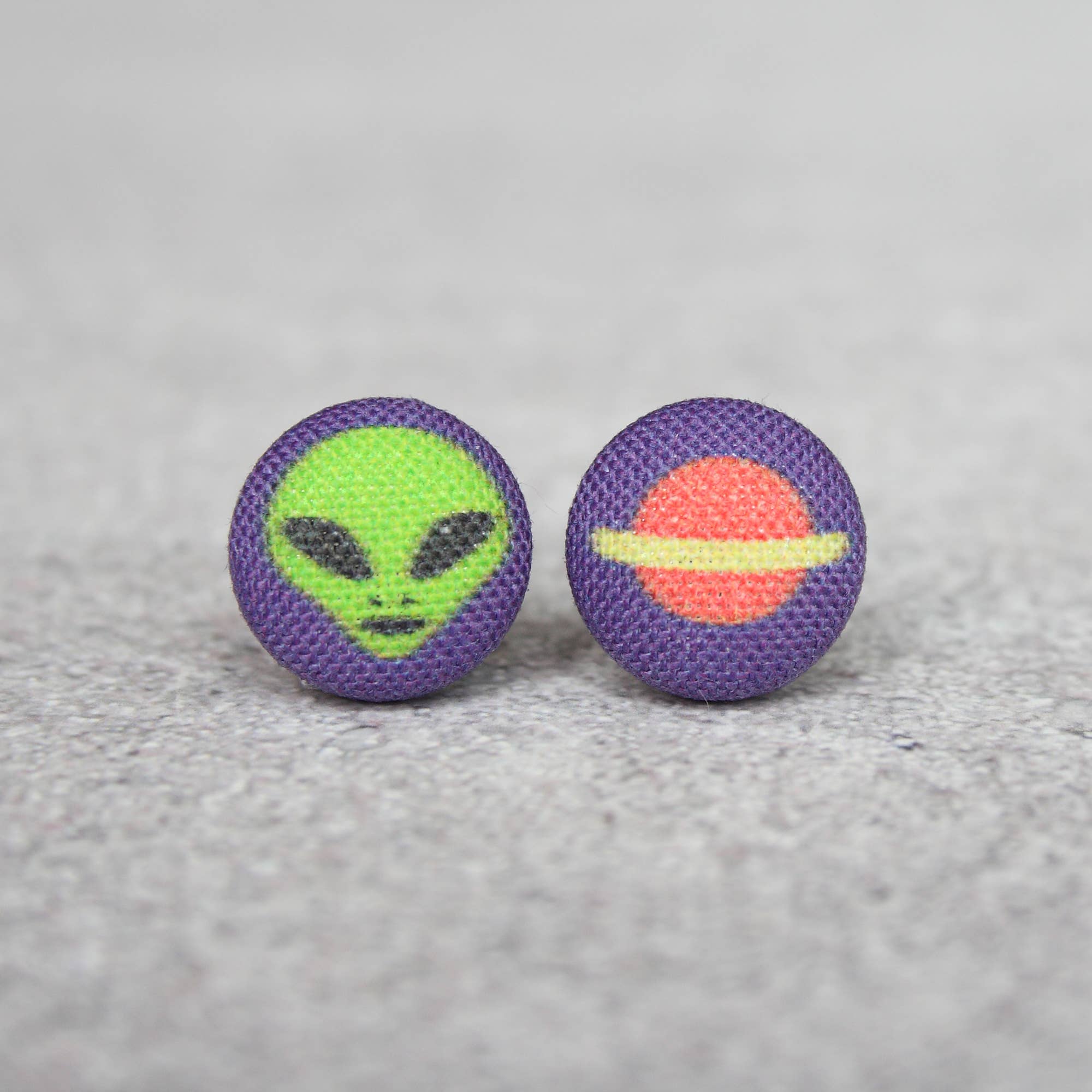 Alien Fabric Button Earrings | Handmade in the US - Image 6
