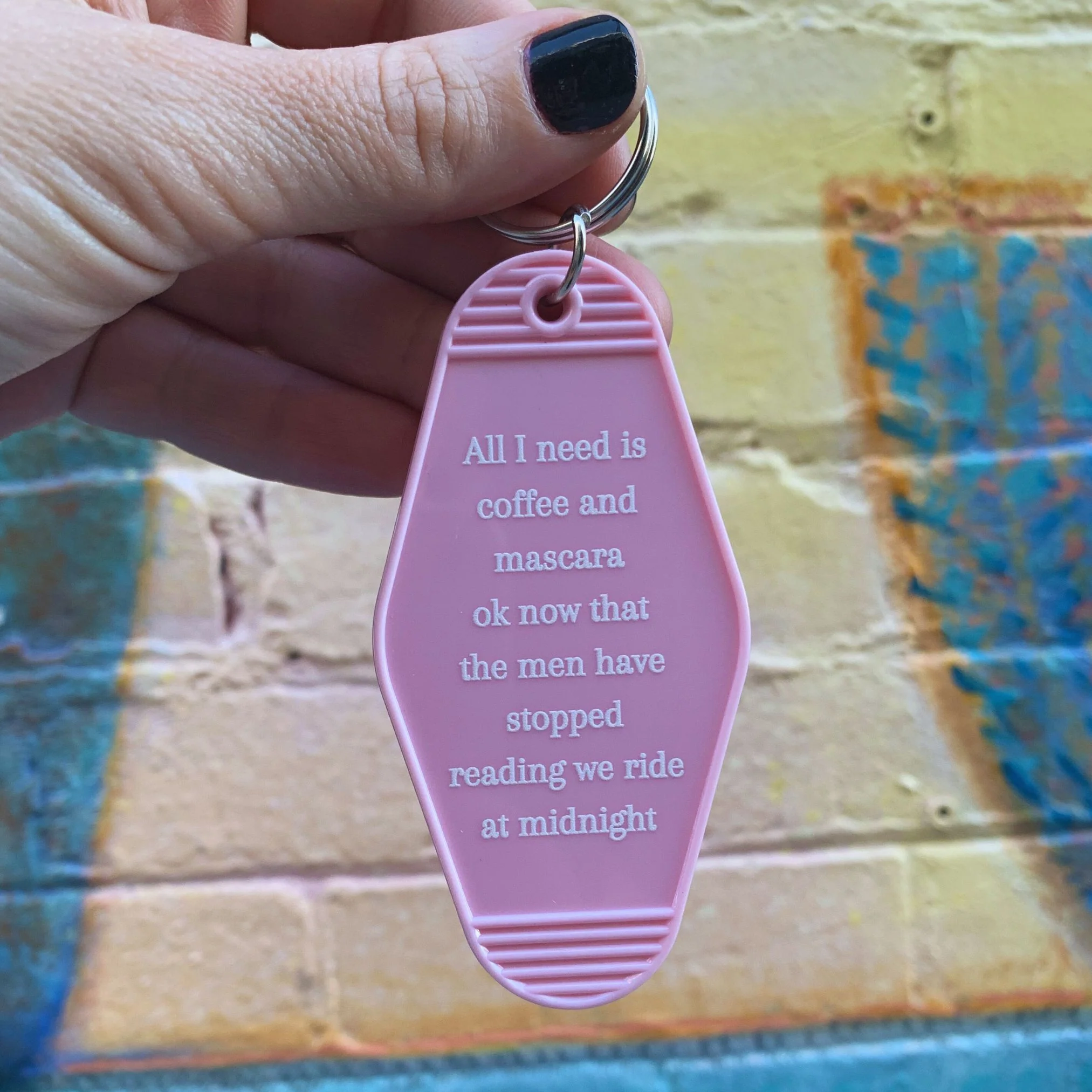 All I Need Is Coffee And Mascara We Ride at Midnight Motel Keychain - Image 7