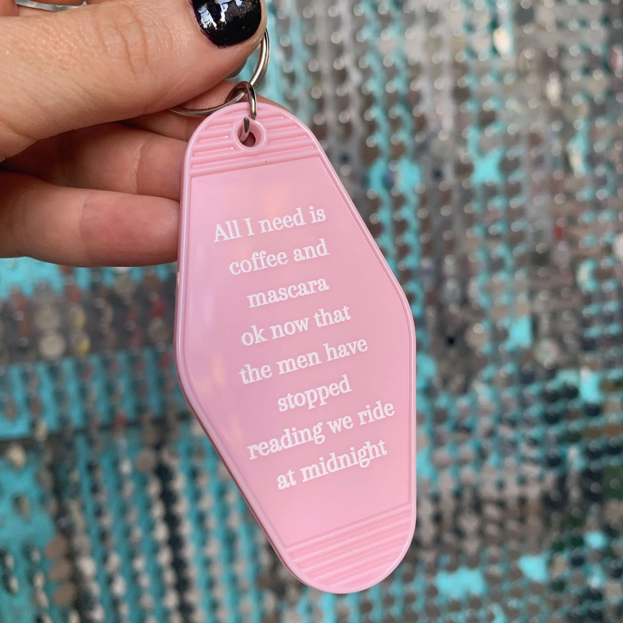 All I Need Is Coffee And Mascara We Ride at Midnight Motel Keychain - Image 9
