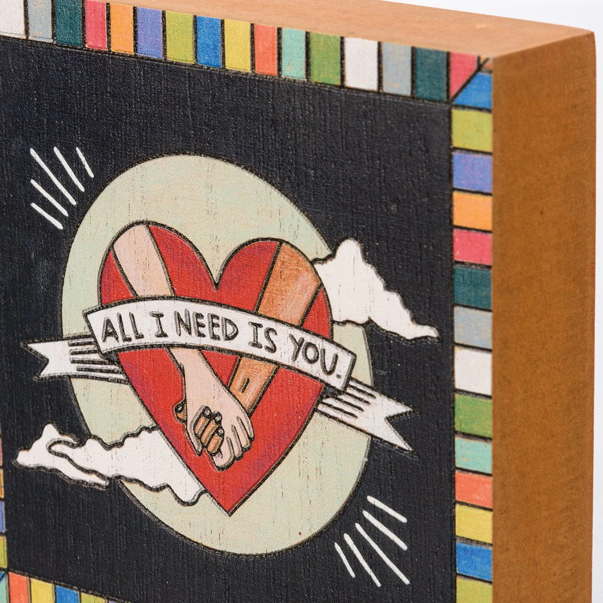 All I Need Is You Block Sign | Square Woodburned Designs | 4" x 4" - Image 4