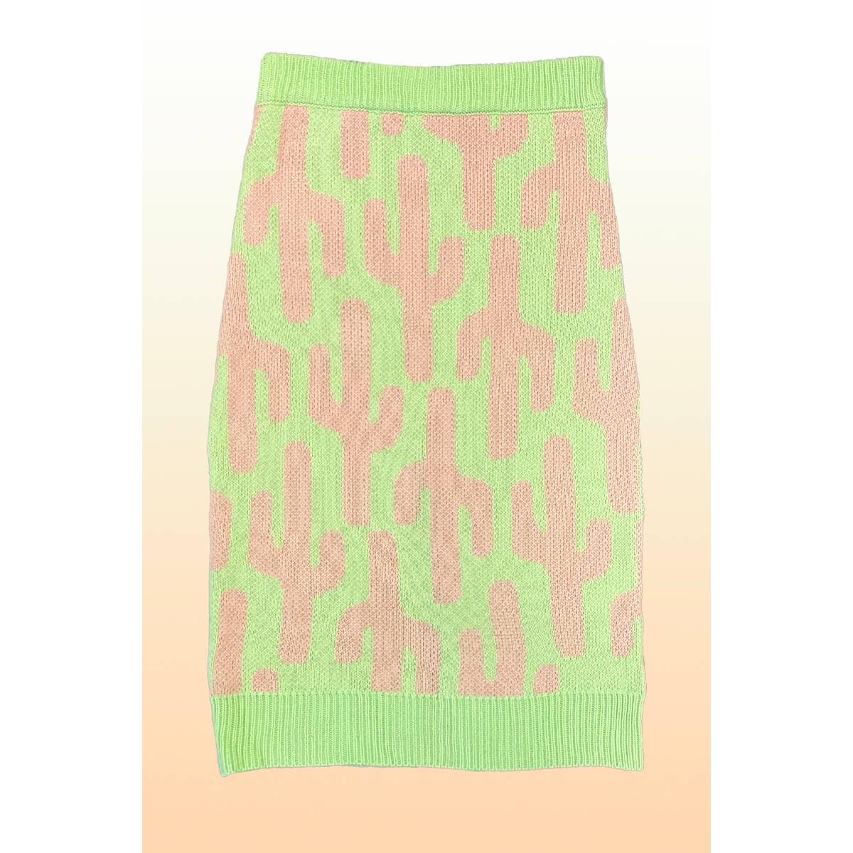 Cactus Knit Midi Skirt | Green Intarsia Cactus Sweater Skirt | Boho Desert Knit Skirt - Image 8