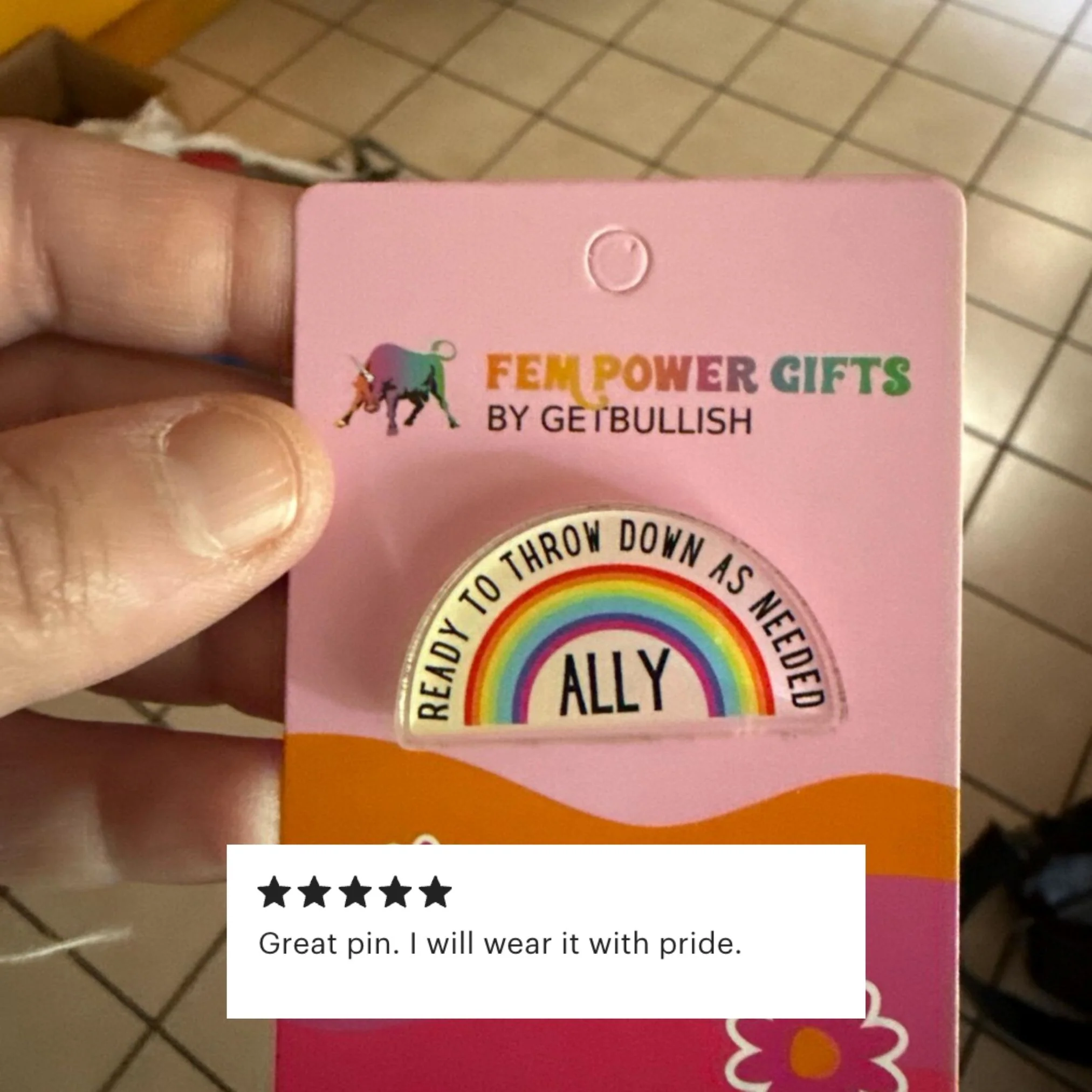 Ally Ready to Throw Down LGBTQ Rainbow Acrylic Lapel Pin - Image 15