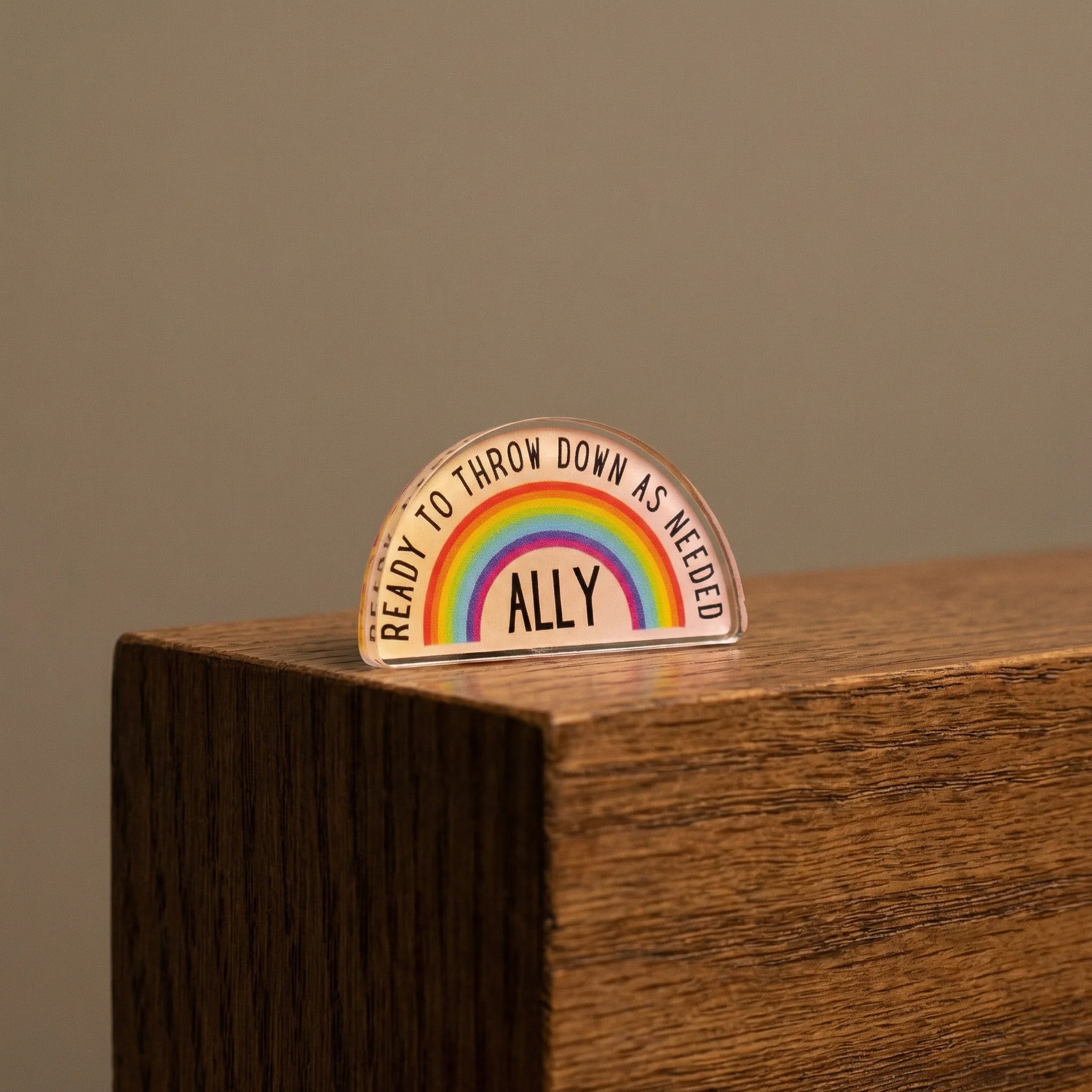 Ally Ready to Throw Down LGBTQ Rainbow Acrylic Lapel Pin - Image 19