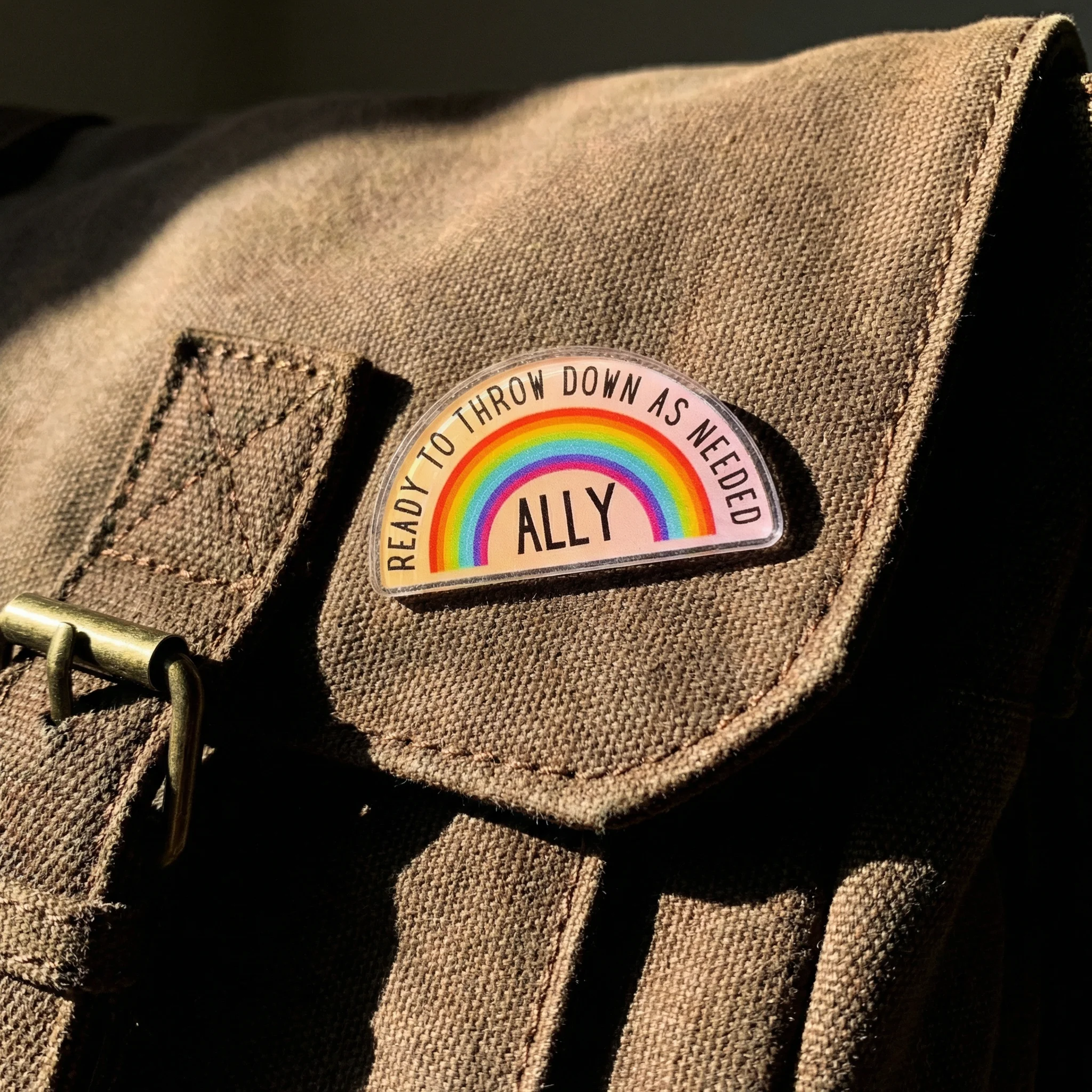 Ally Ready to Throw Down LGBTQ Rainbow Acrylic Lapel Pin - Image 6