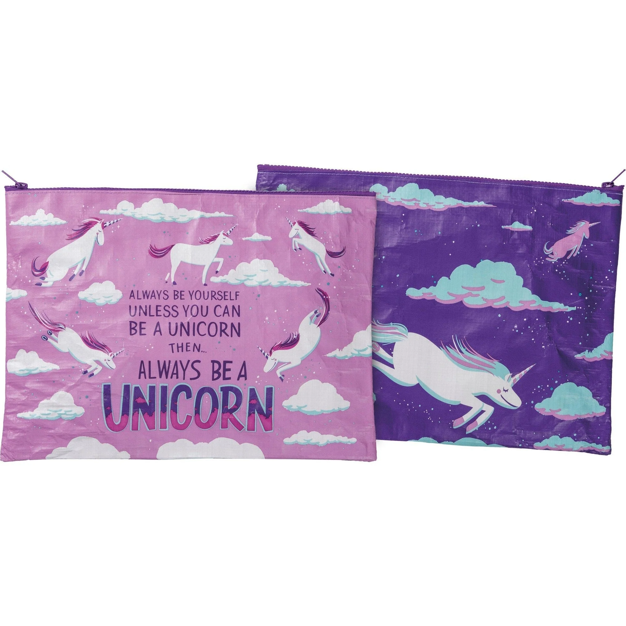 Jumbo Pouch Always Be A Unicorn Purple Recycled Material Jumbo Zipper Folder | 14.25" x 10" - Image 7