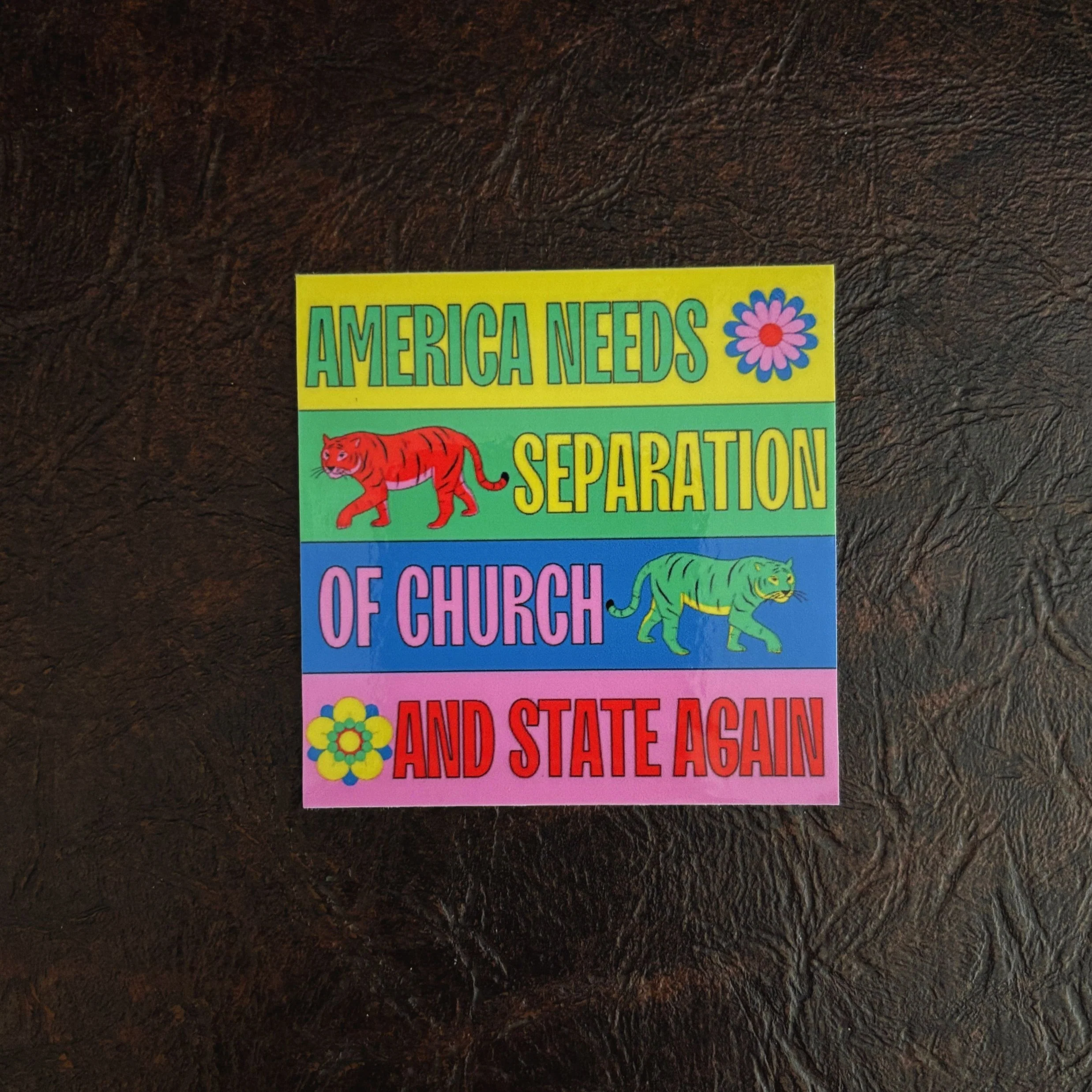 America Needs Separation of Church and State Sticker | Colorful Political Vinyl Decal - Image 4