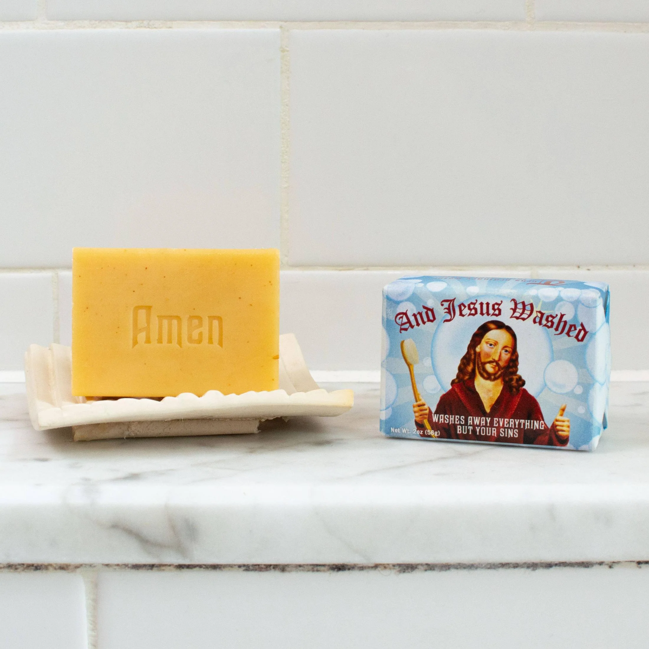 And Jesus Washed Mini Soap in Almond Cocoa Butter Scent | Body Bath Bar Cleanser | 2 oz. - Image 2