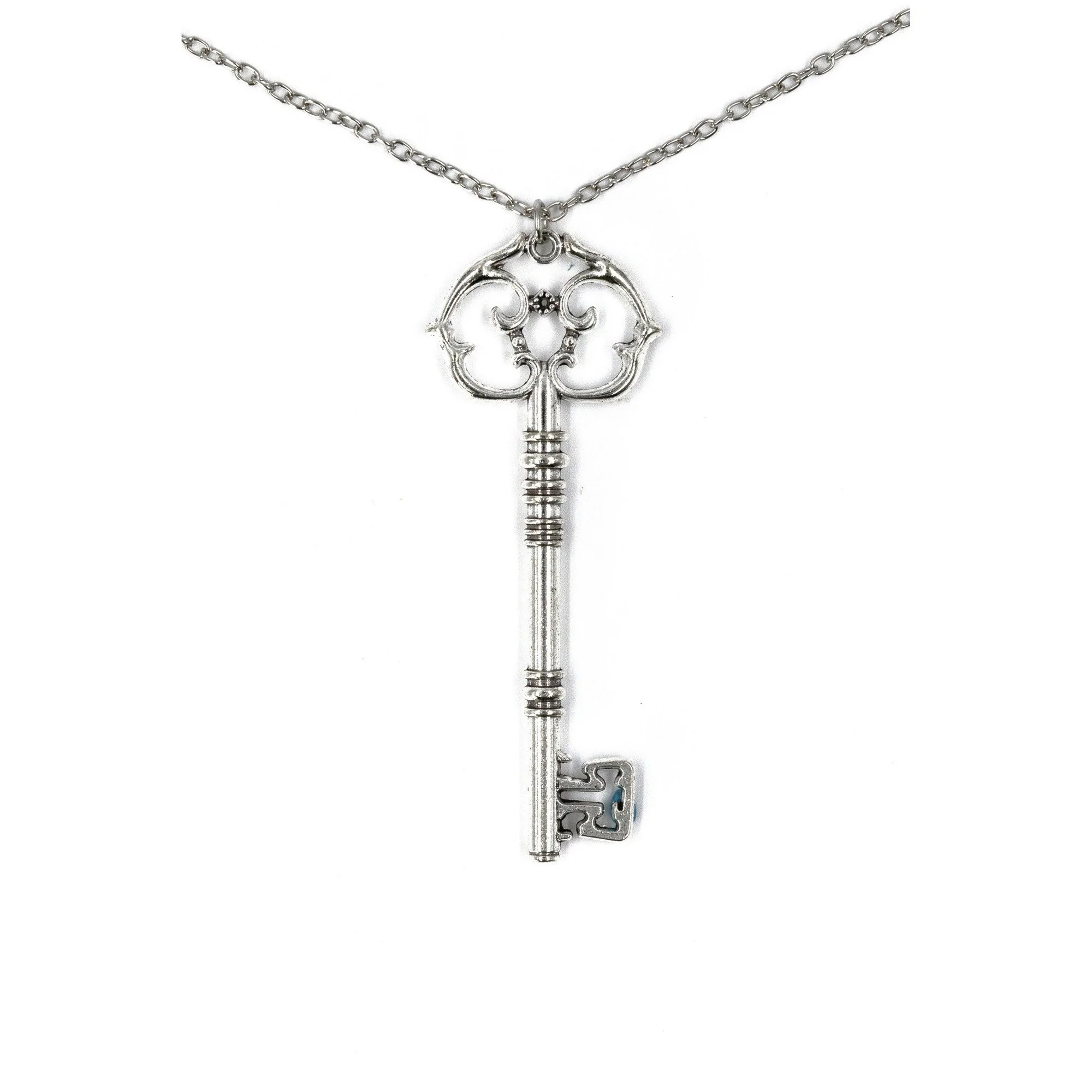 Antique Key Pendant Necklace in Aged Brass Tone or Silver - Image 5