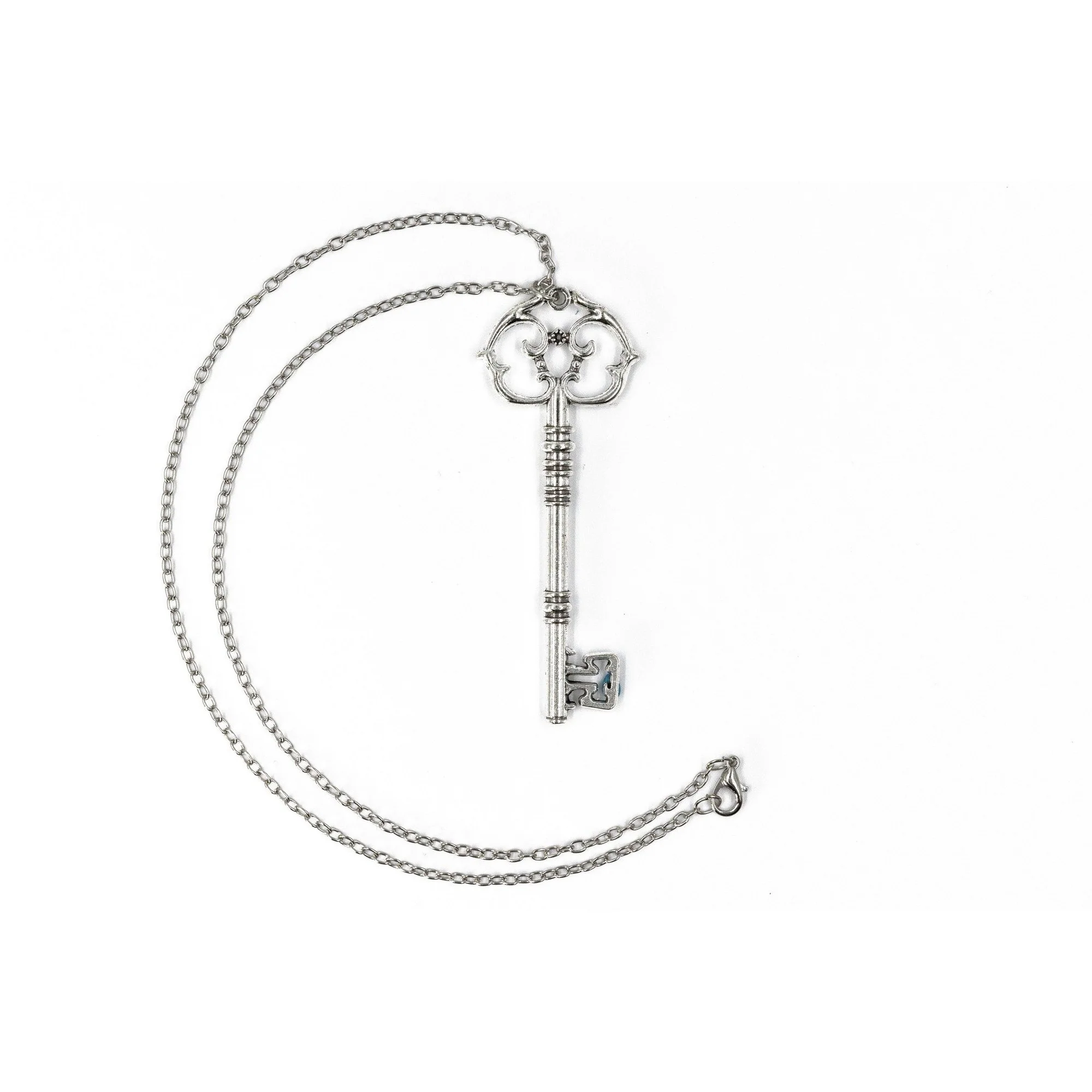 Antique Key Pendant Necklace in Aged Brass Tone or Silver - Image 6