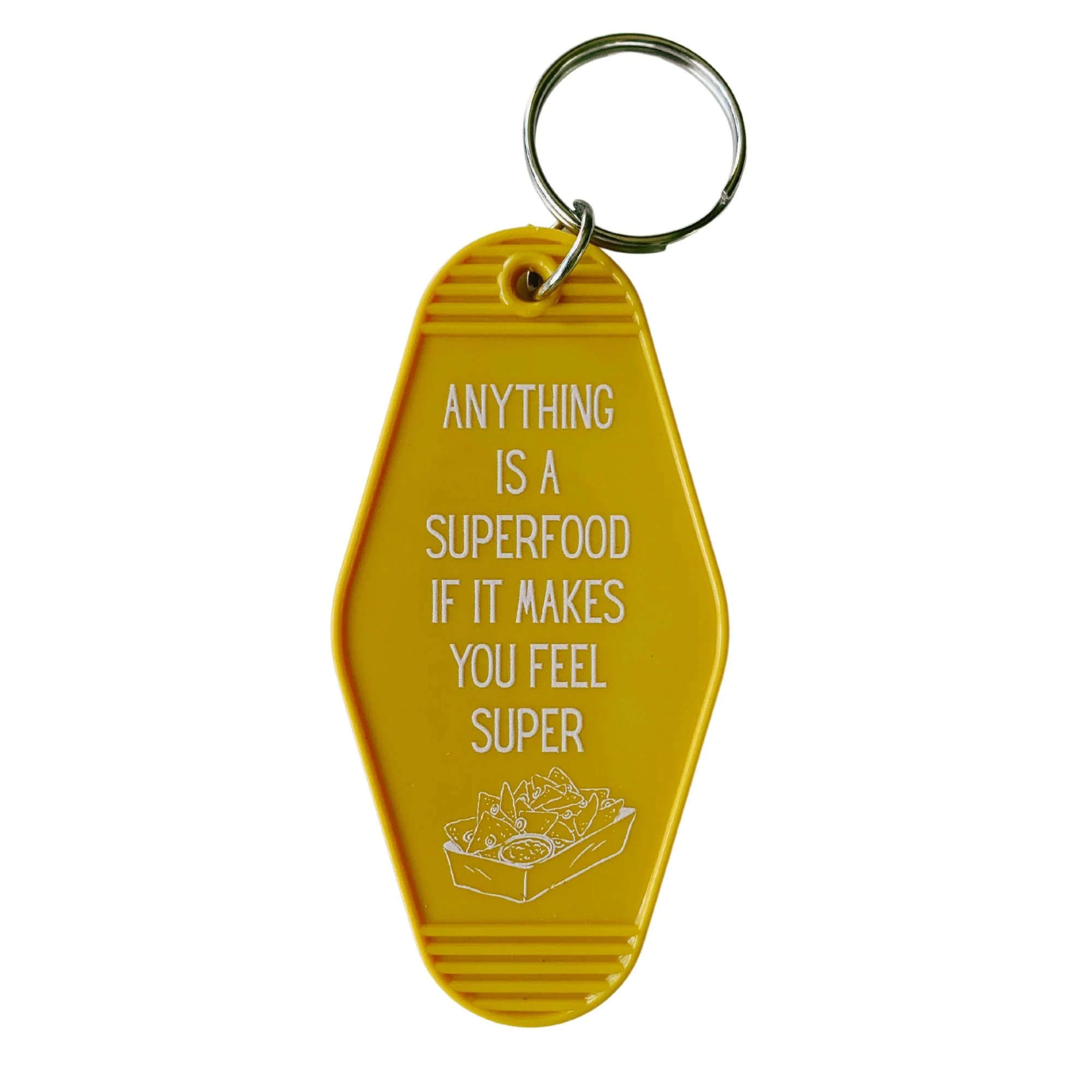 Anything is a Superfood If It Makes You Feel Super Motel Style Keychain in Queso Gold - Image 3