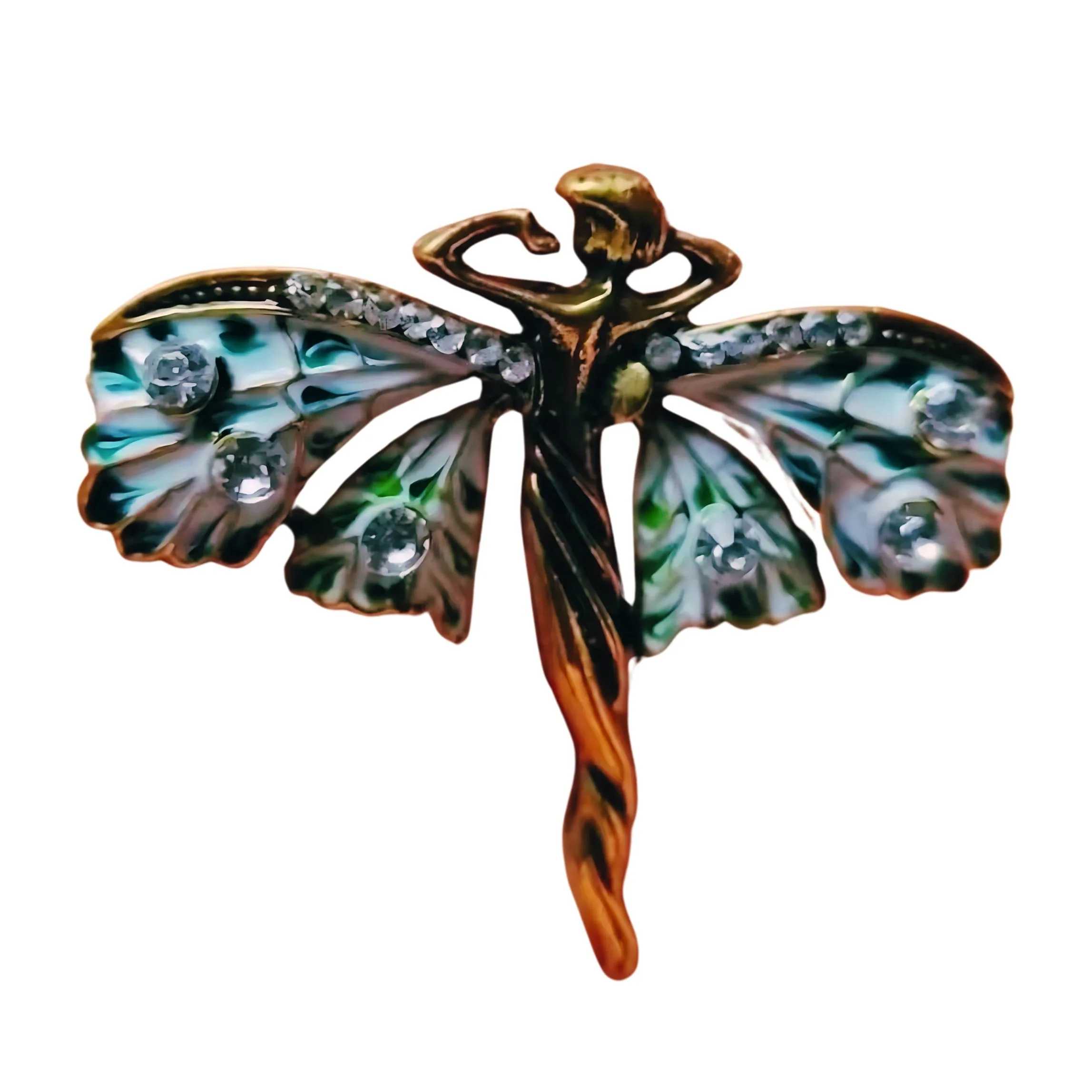 Art Nouveau Fairy Brooch | Vintage Enchanted Fairytale Pin 1.8" x 1.6" - Image 3