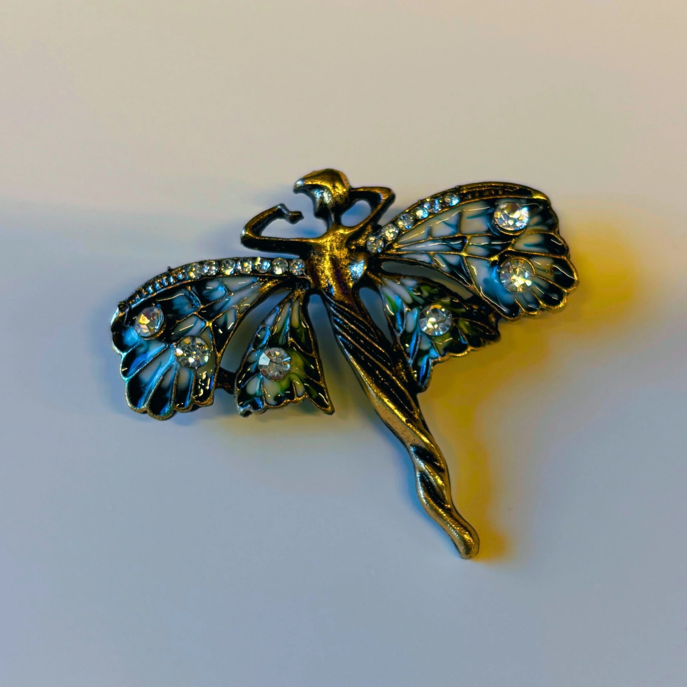 Art Nouveau Fairy Brooch | Vintage Enchanted Fairytale Pin 1.8" x 1.6" - Image 5