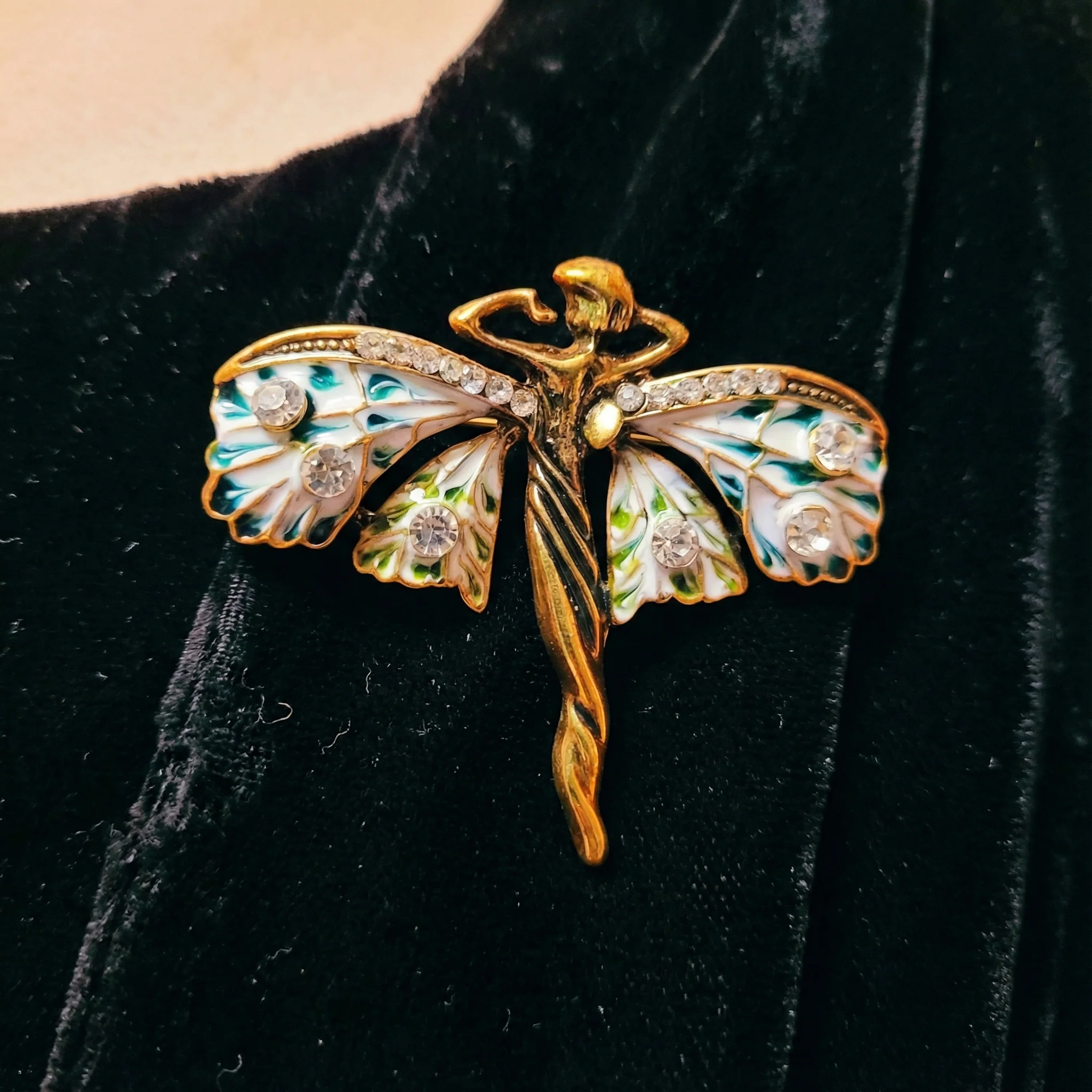 Art Nouveau Fairy Brooch | Vintage Enchanted Fairytale Pin 1.8" x 1.6" - Image 7