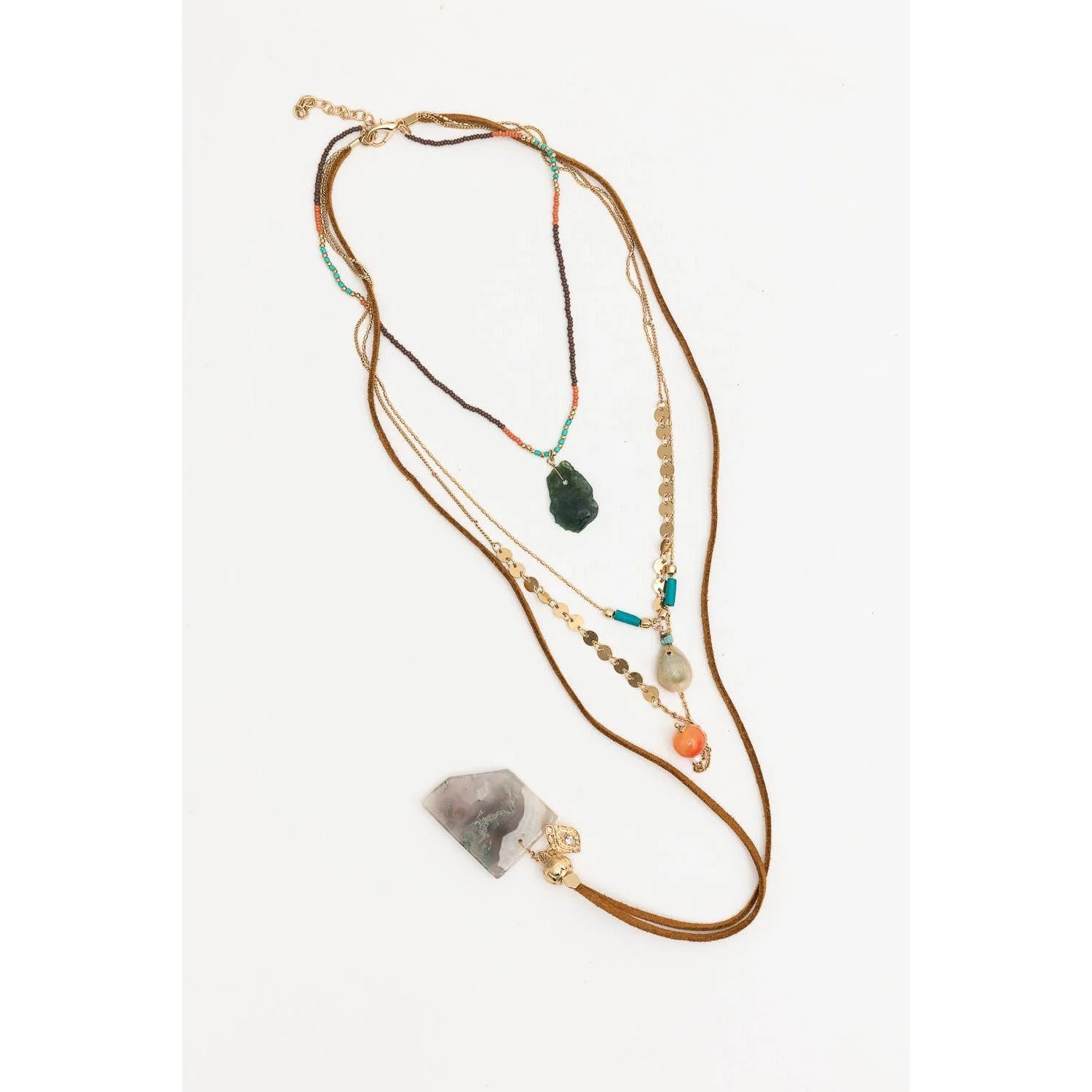 Artisan 4-Layer Necklace with Turquoise Beads & Shells 🐚 | Bohemian Style Layered Jewelry - Image 4