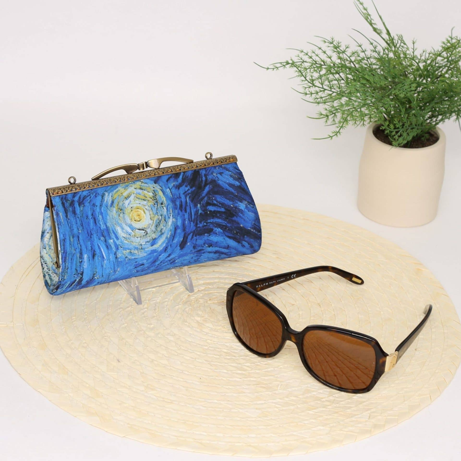 Artist-Inspired Eyeglasses Case – Van Gogh The Starry Night | Handmade Satin Glasses Holder with Kiss Clasp Frame - Image 3