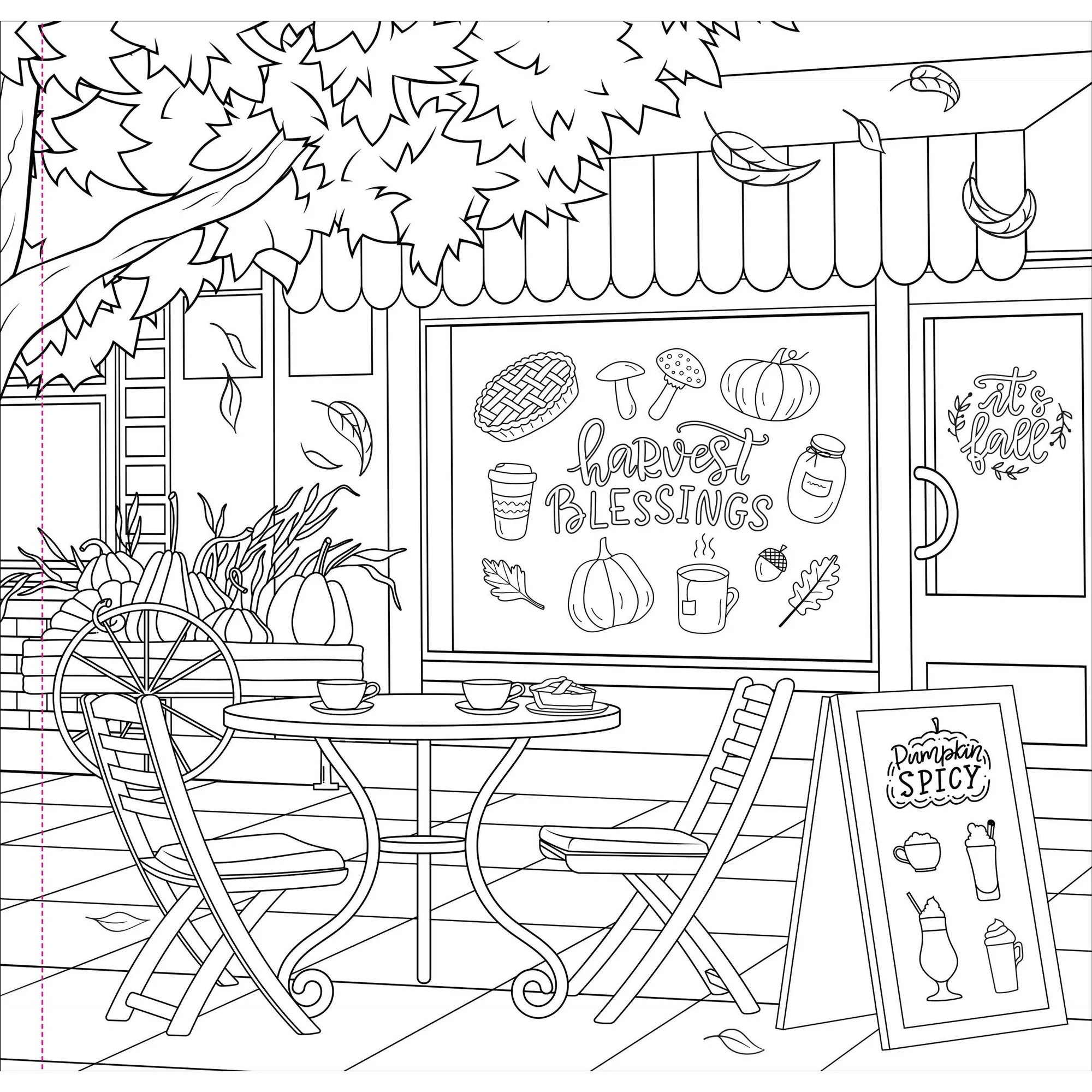 Autumn Dreams Adult Coloring Book | 31 Relaxing Seasonal Scenes - Image 5