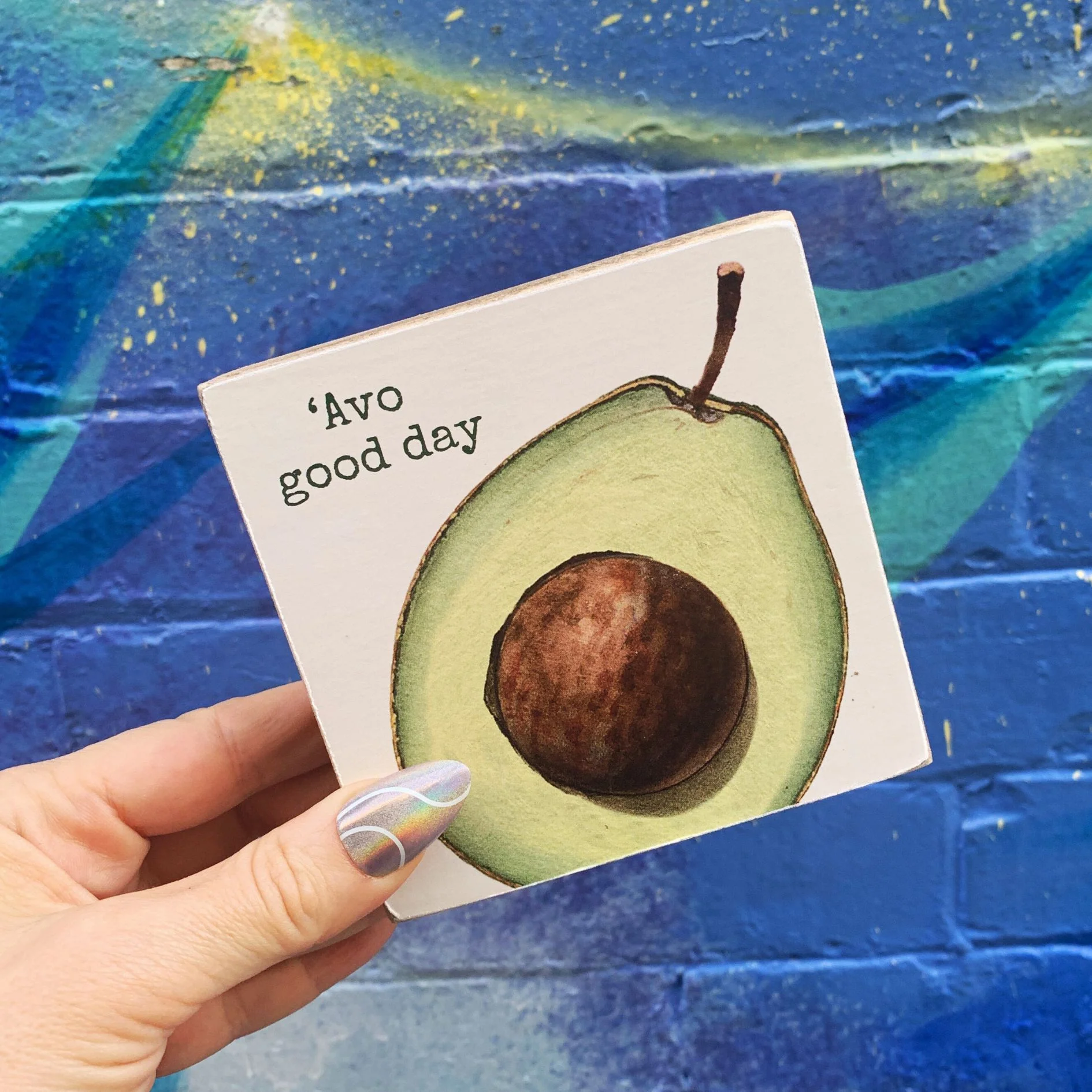 'Avo Good Day Wooden Block Sign | Plant Lovers Square Desk Wall Decor Display | 4" x 4" - Image 6