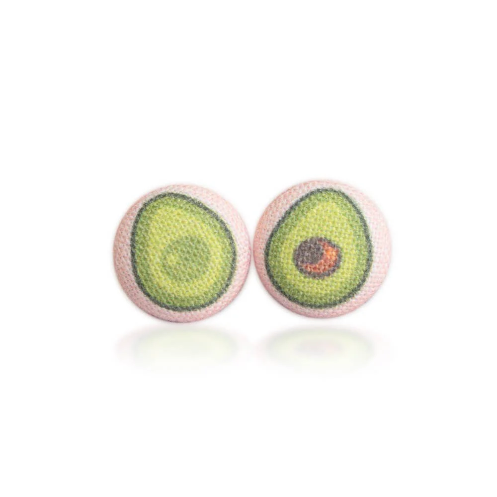 Avocado Fabric Button Earrings | Handmade in the US - Image 2