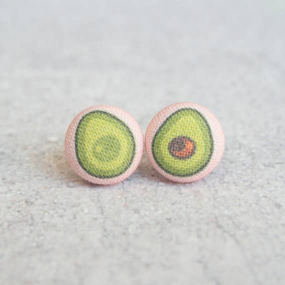 Avocado Fabric Button Earrings | Handmade in the US - Image 6