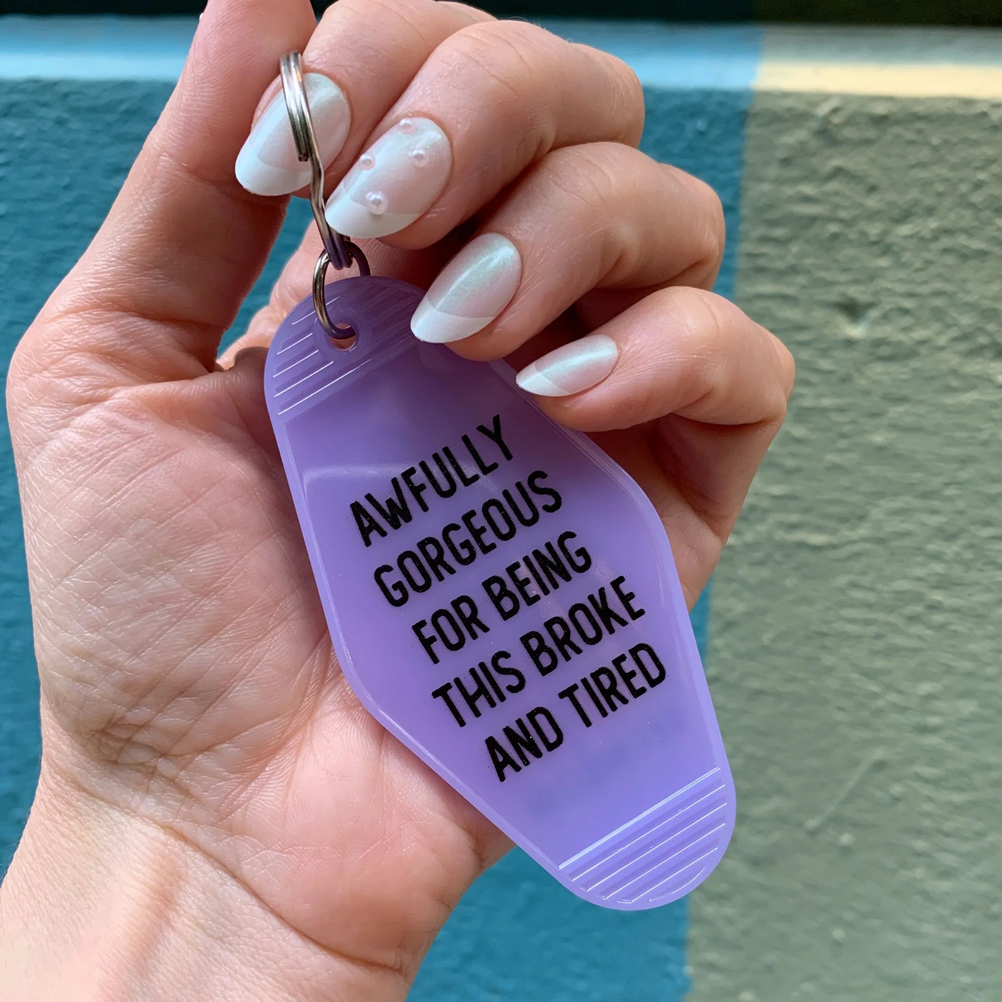 Awfully Gorgeous for Being this Broke and Tired Motel Style Keychain in Translucent Violet - Image 6