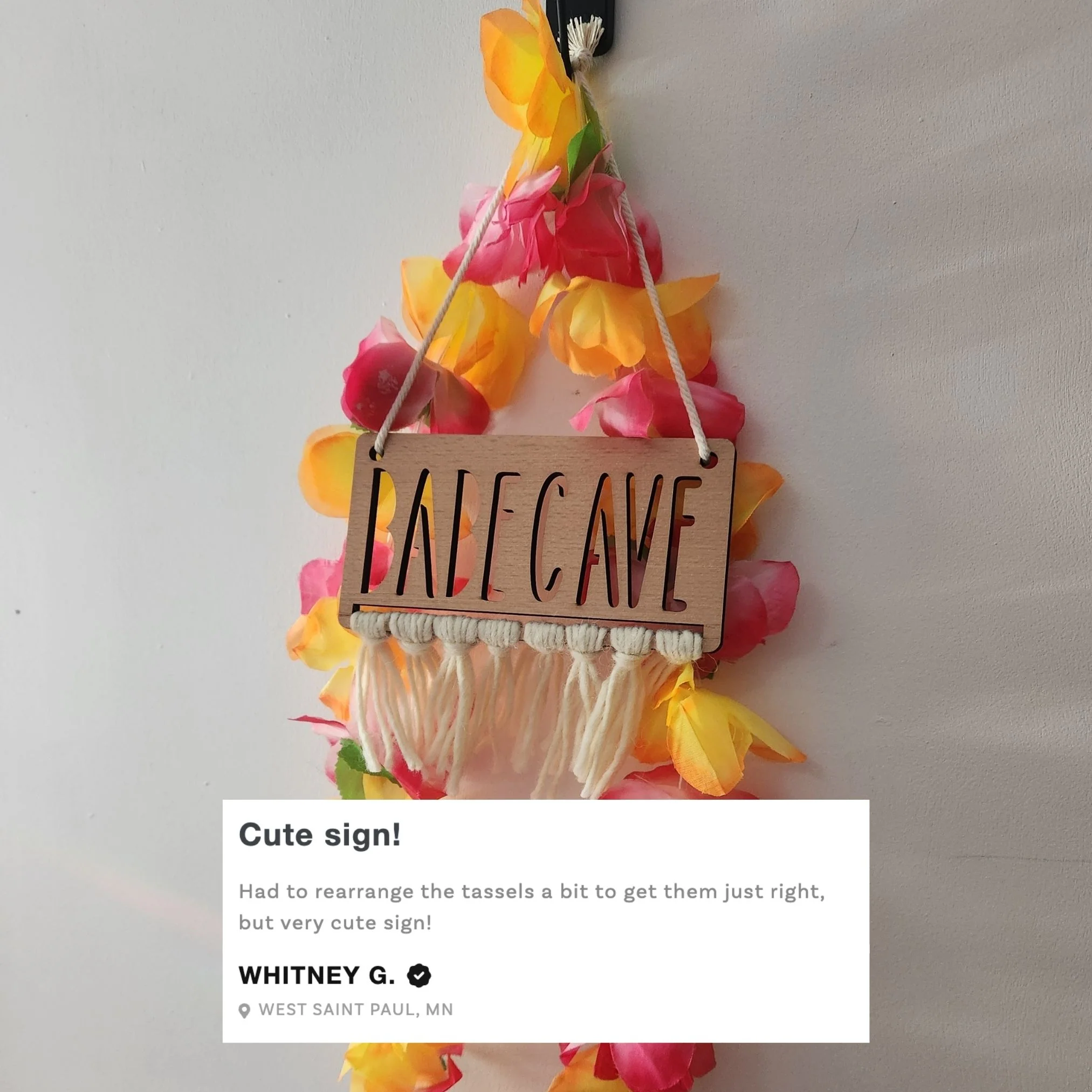 Babe Cave Wood Door Sign | Natural Beech Wood Room Decor - Image 3