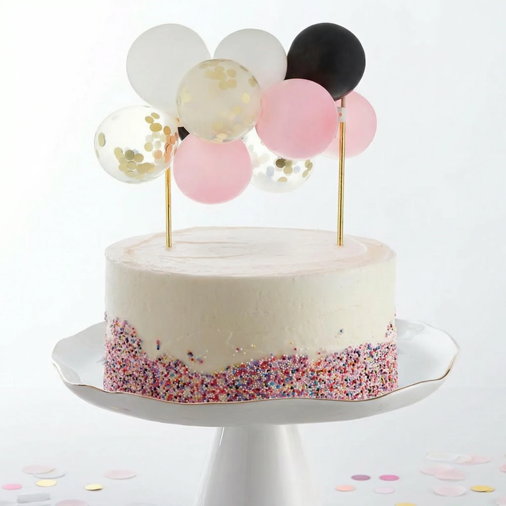 Balloon Cake Topper Black Pink White | Chic Party Cake Decoration - Image 2
