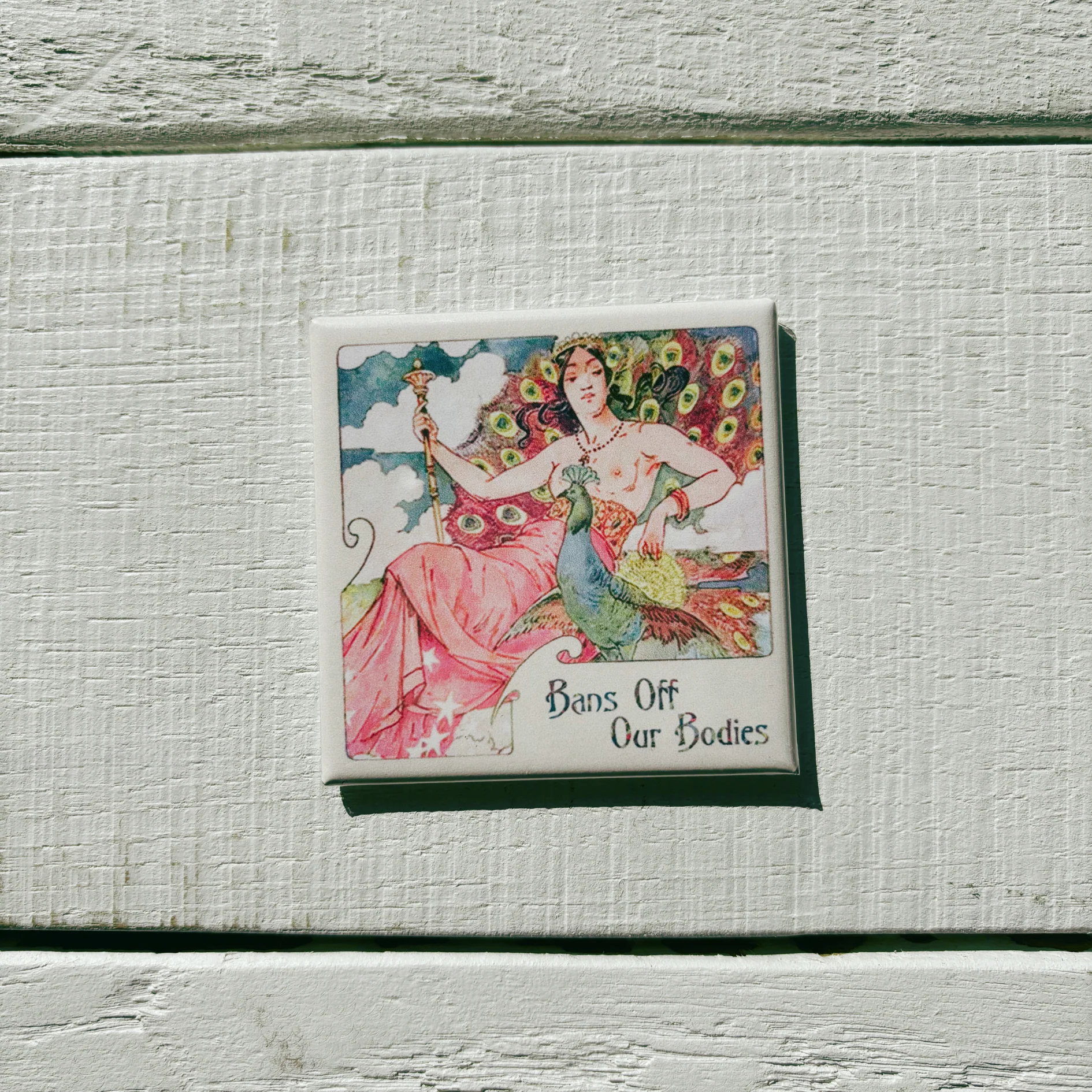 Bans Off Our Bodies Anti-Patriarchy Feminist Magnet | Vintage Imagery Fridge Magnet | 2" x 2" - Image 3