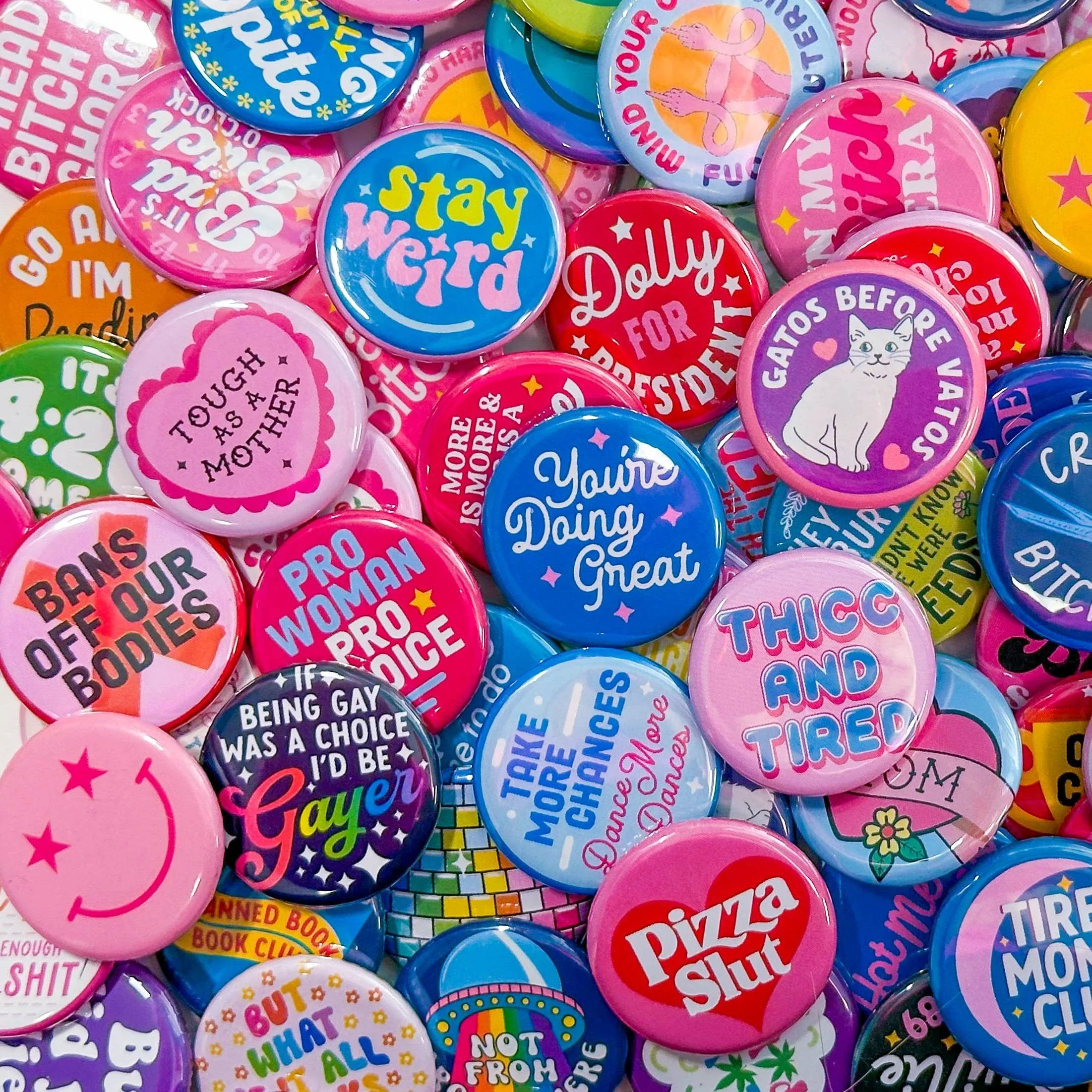 Bans Off Our Bodies Feminist Pro-Choice 1.25" Metal Pinback Button Badge Pin - Image 4