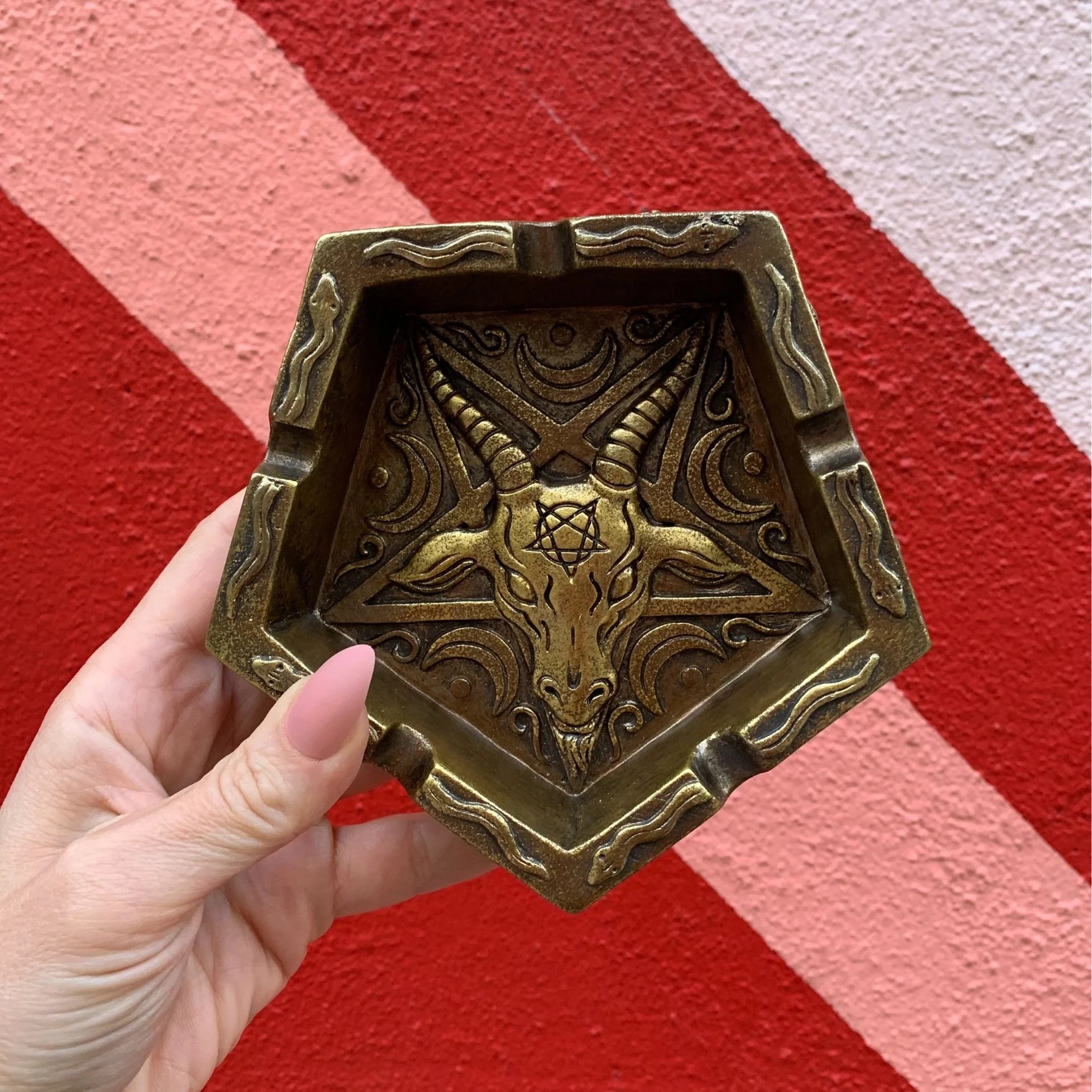 Baphomet Ashtray | Hand Painted Ash Bin | 5"