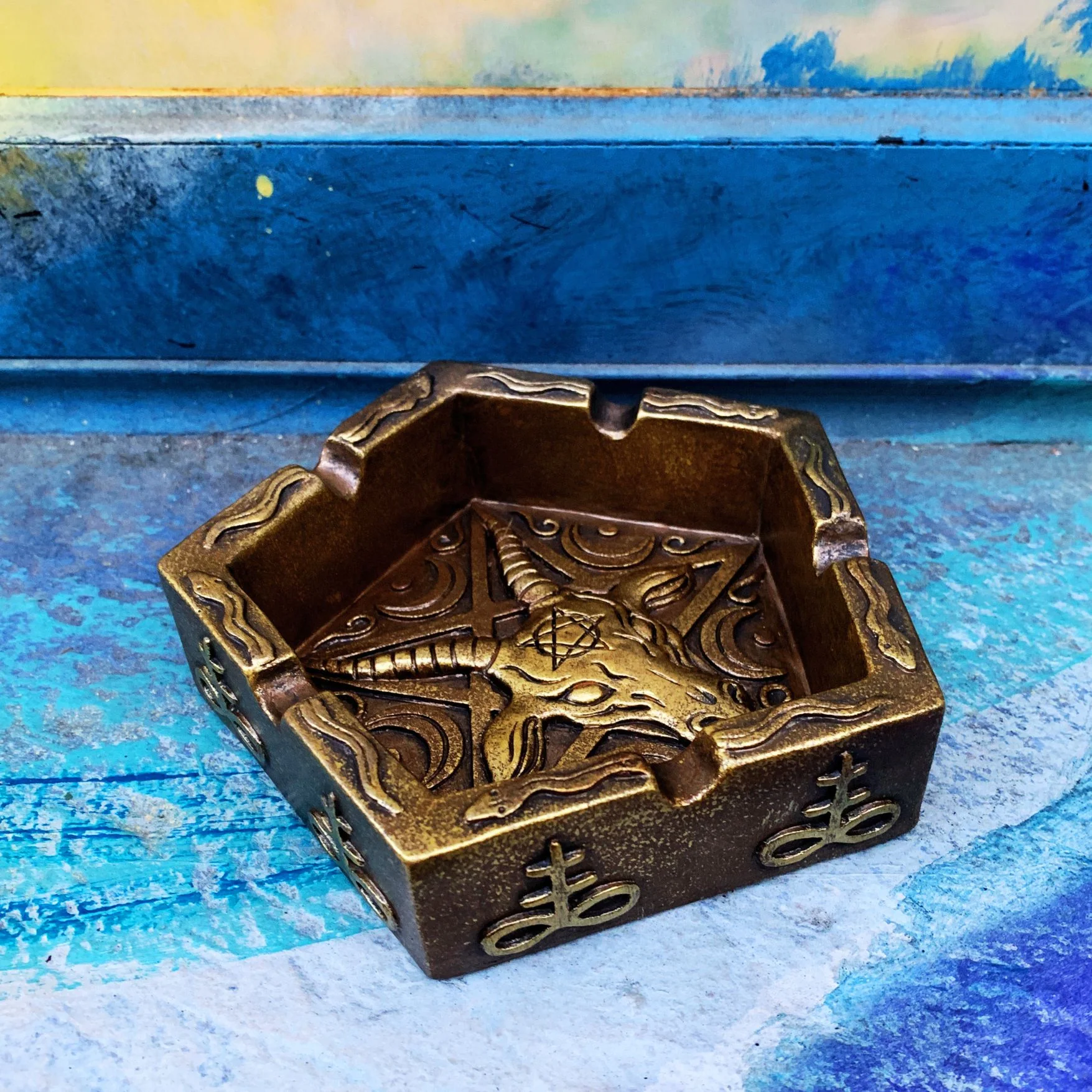 Baphomet Ashtray | Hand Painted Ash Bin | 5" - Image 10