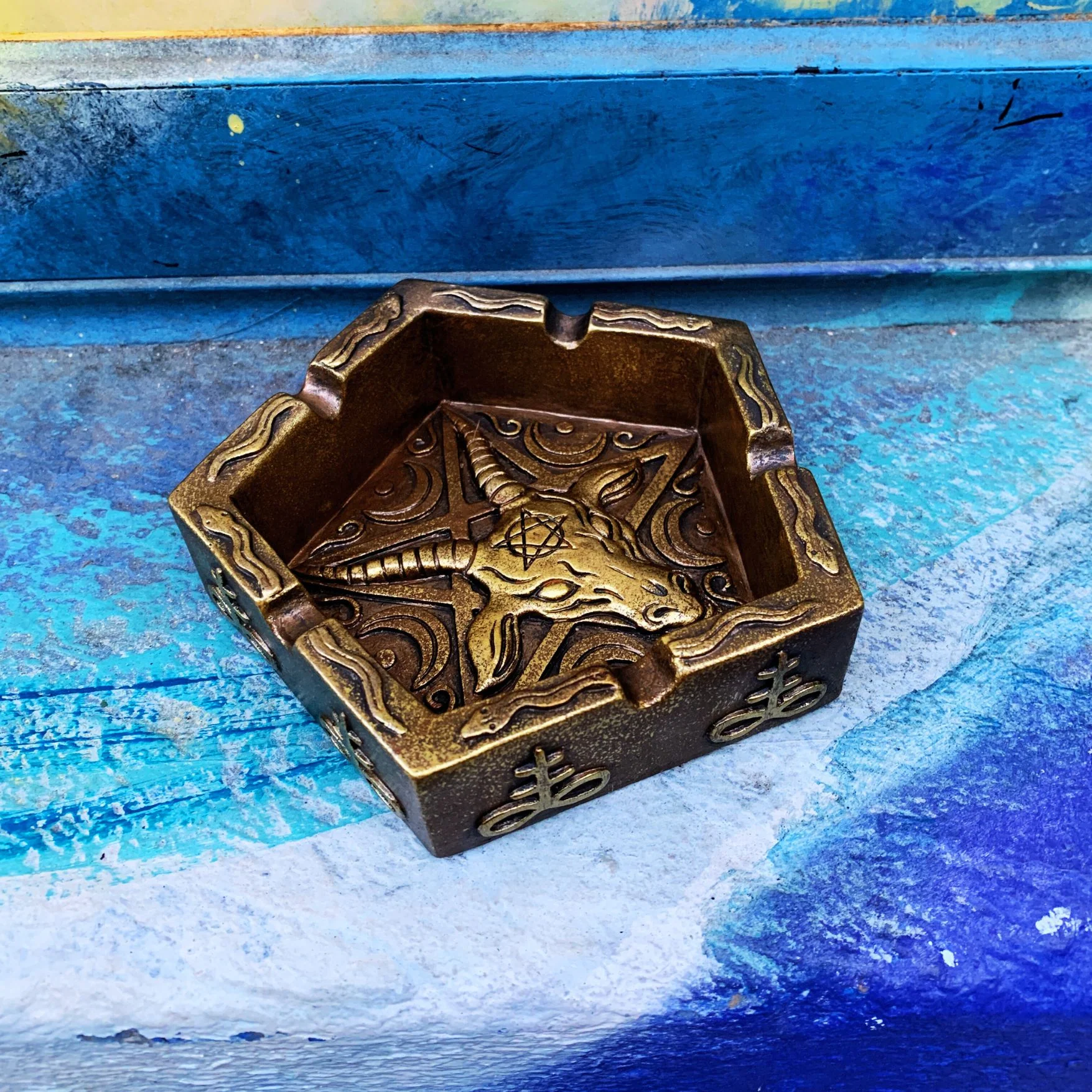 Baphomet Ashtray | Hand Painted Ash Bin | 5" - Image 11