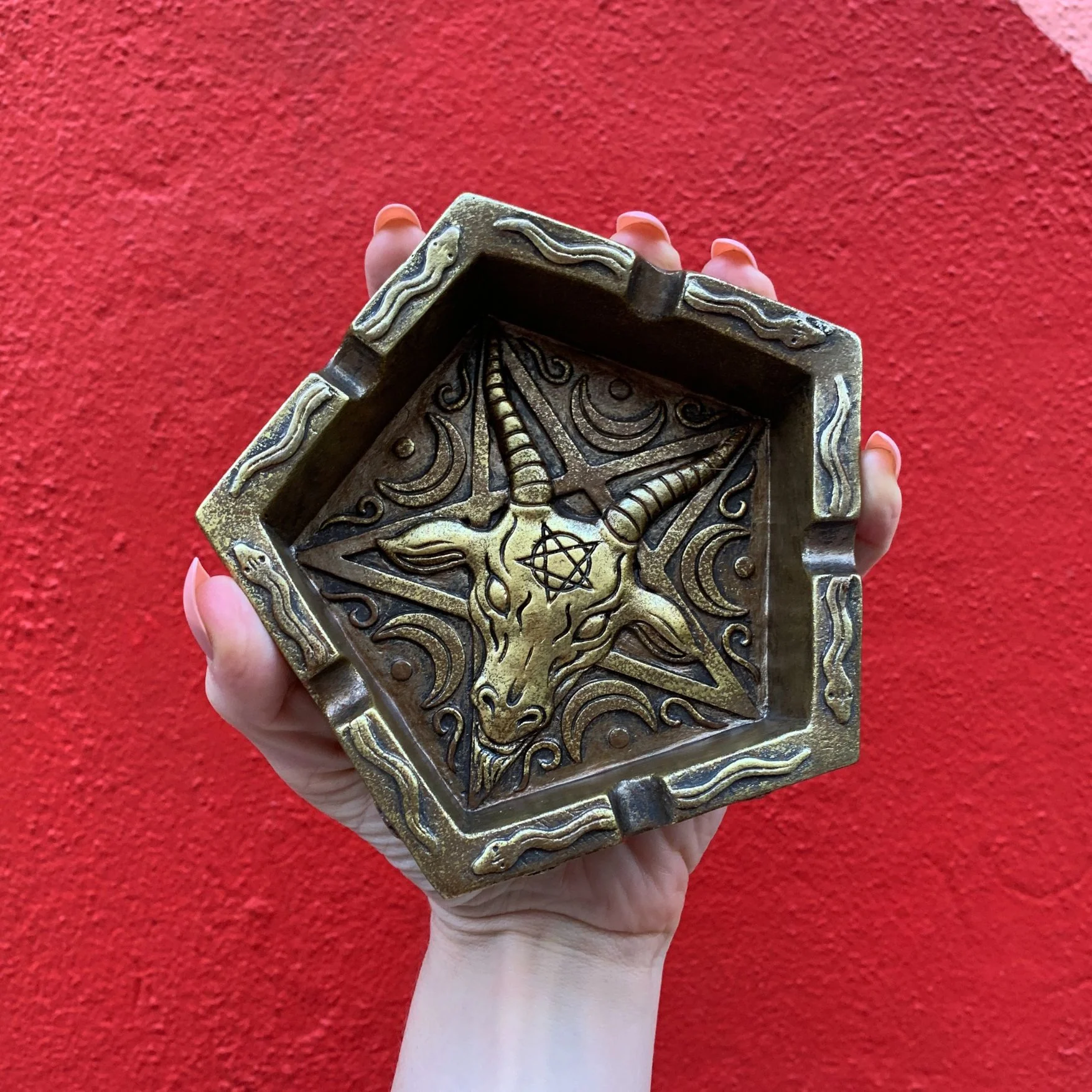 Baphomet Ashtray | Hand Painted Ash Bin | 5" - Image 3