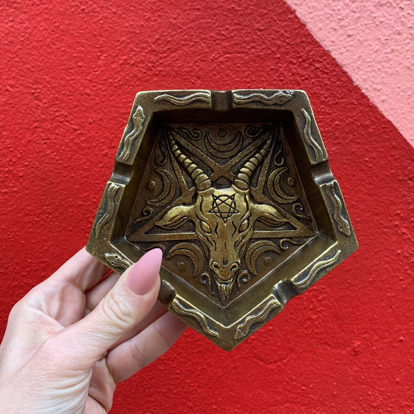 Baphomet Ashtray | Hand Painted Ash Bin | 5" - Image 4