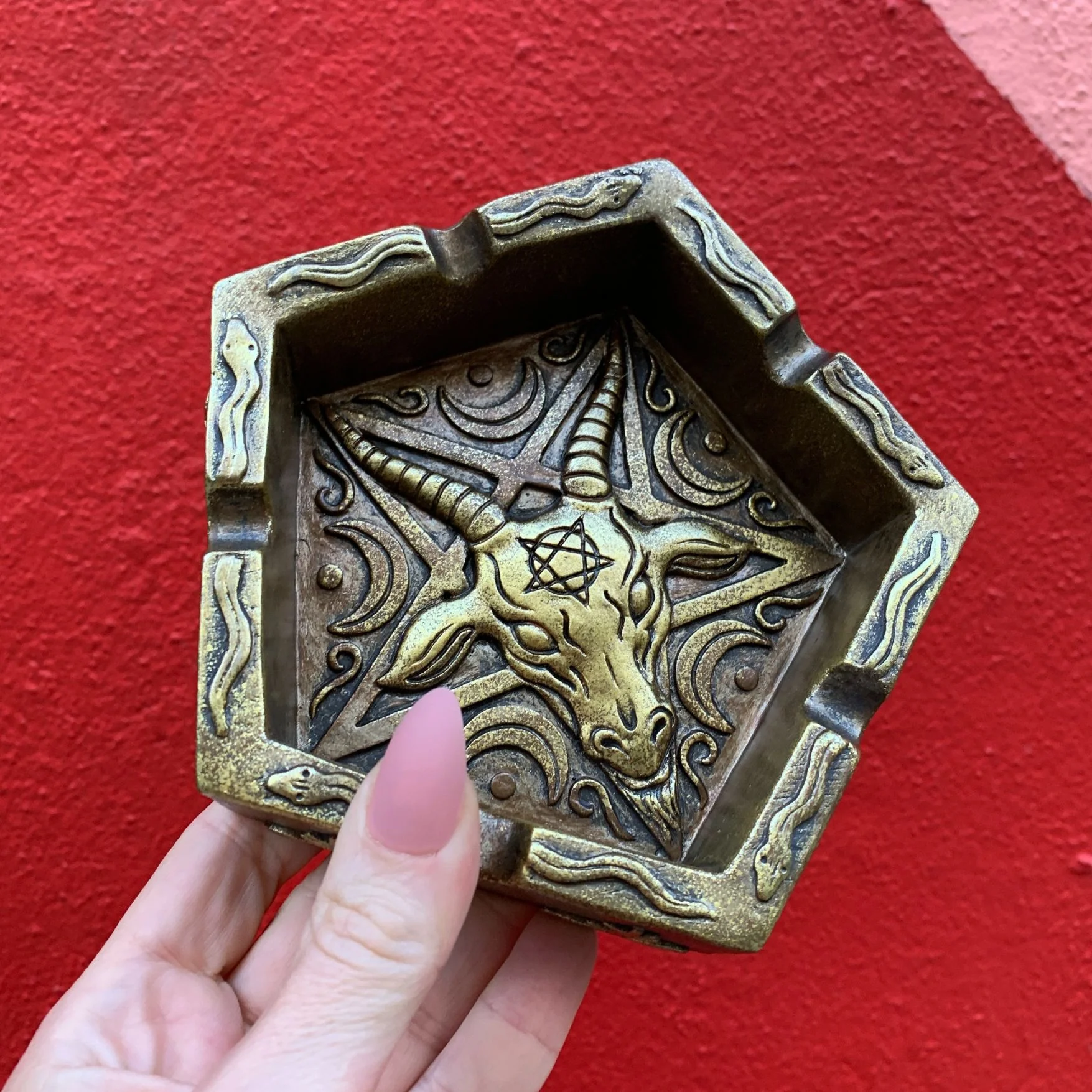Baphomet Ashtray | Hand Painted Ash Bin | 5" - Image 5