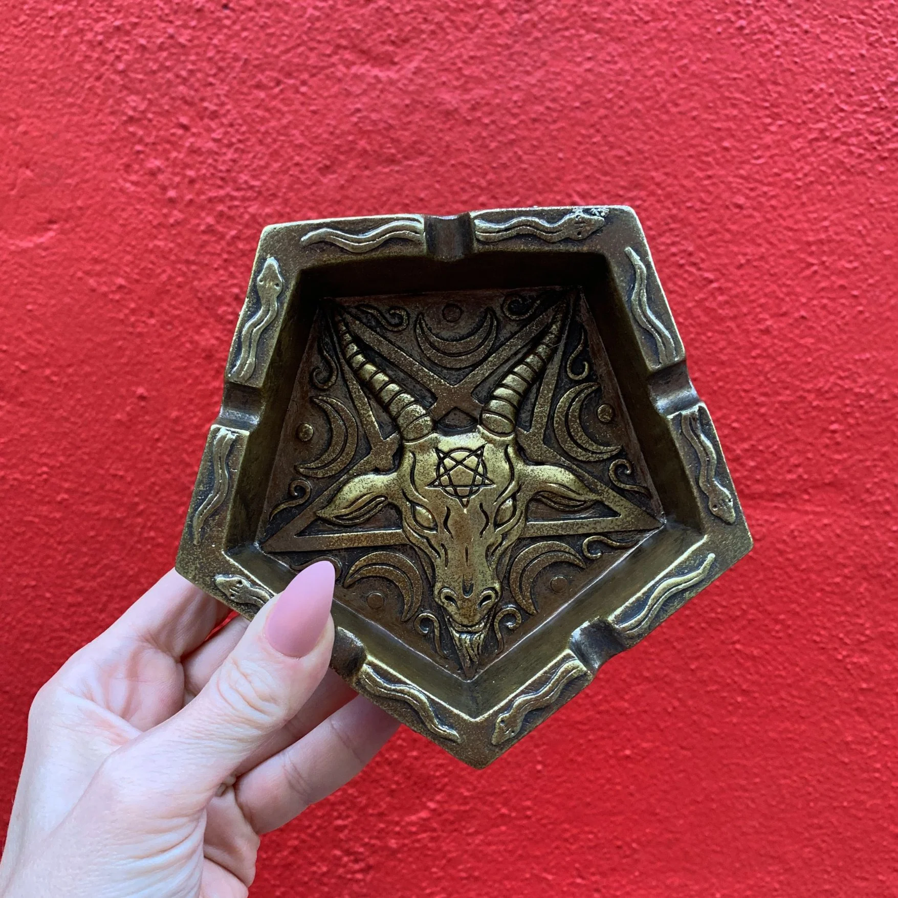 Baphomet Ashtray | Hand Painted Ash Bin | 5" - Image 6