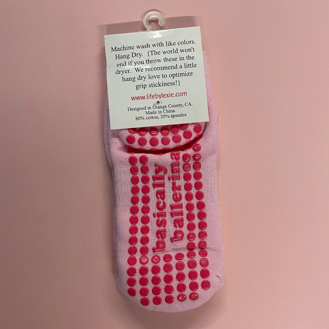 Basically A Ballerina Sticky Socks in Pink | Barre Pilates Yoga Giftable Anti-Slip Grippy Socks - Image 3