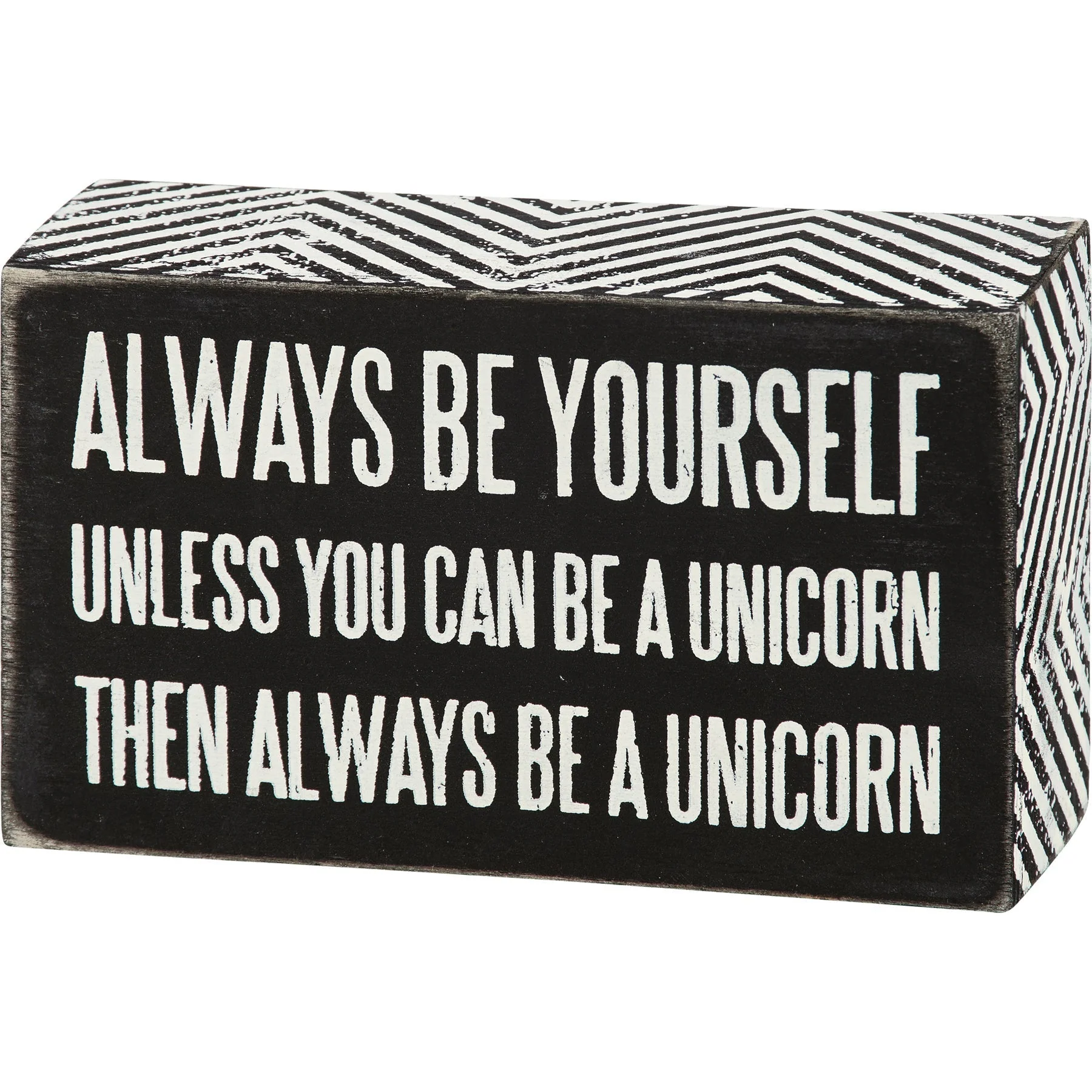 Be A Unicorn Inspo Box Sign | Classic Black and White Wall Desk Decor | 5" x 3" - Image 2
