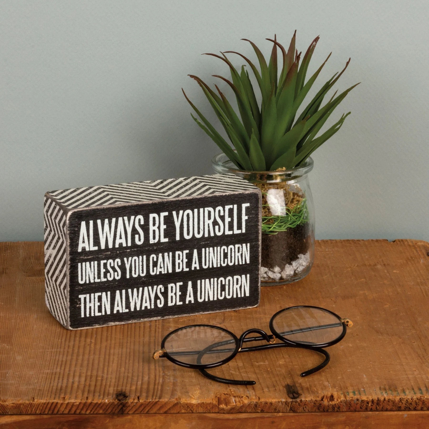 Be A Unicorn Inspo Box Sign | Classic Black and White Wall Desk Decor | 5" x 3" - Image 4