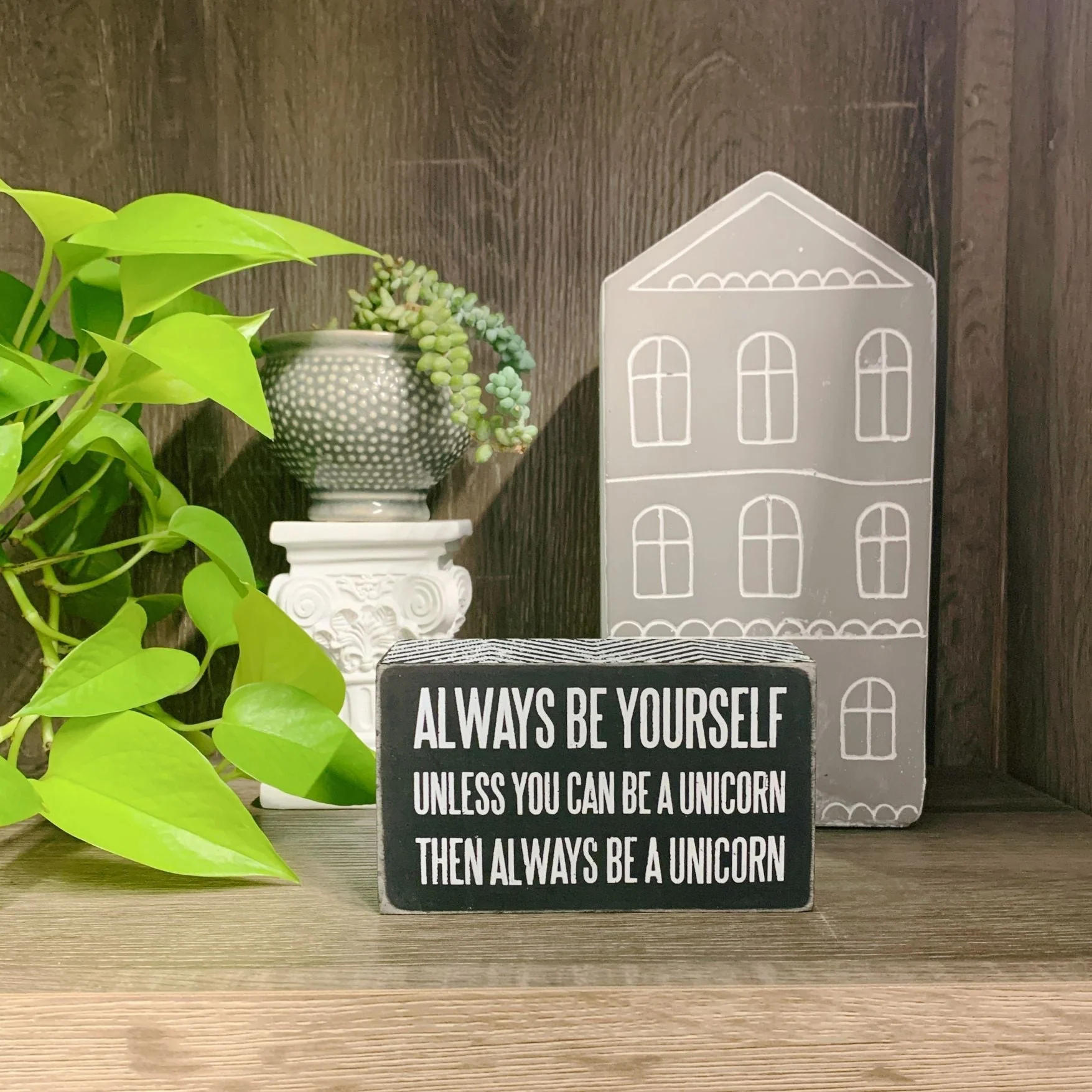 Be A Unicorn Inspo Box Sign | Classic Black and White Wall Desk Decor | 5" x 3" - Image 6