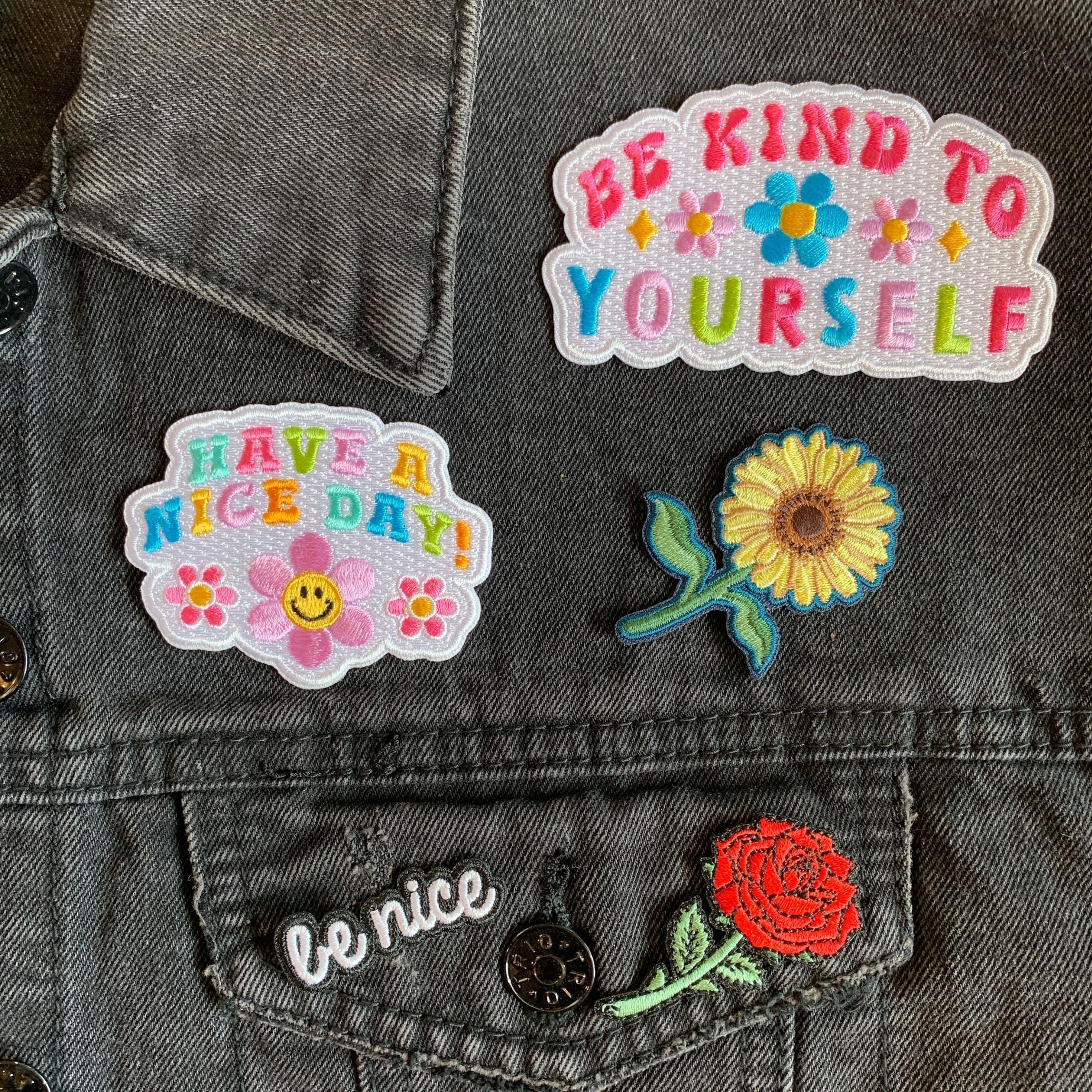 Be Nice Iron On Patch | Embroidered Text Applique - Image 3