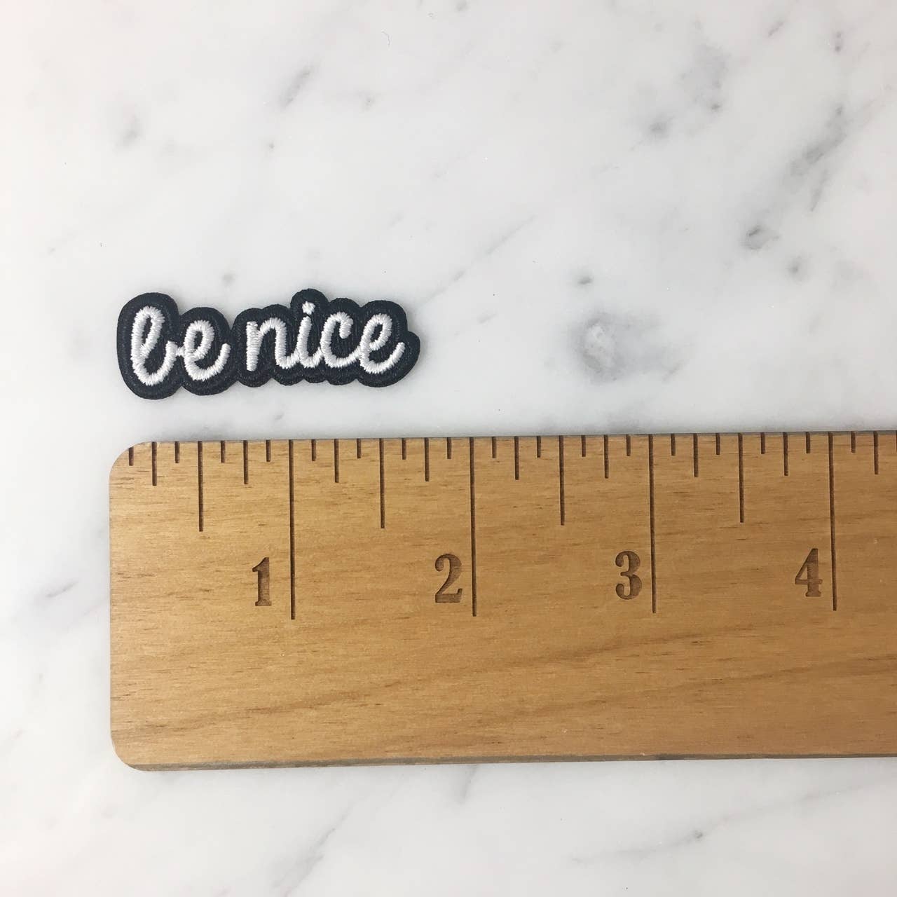 Be Nice Iron On Patch | Embroidered Text Applique - Image 4
