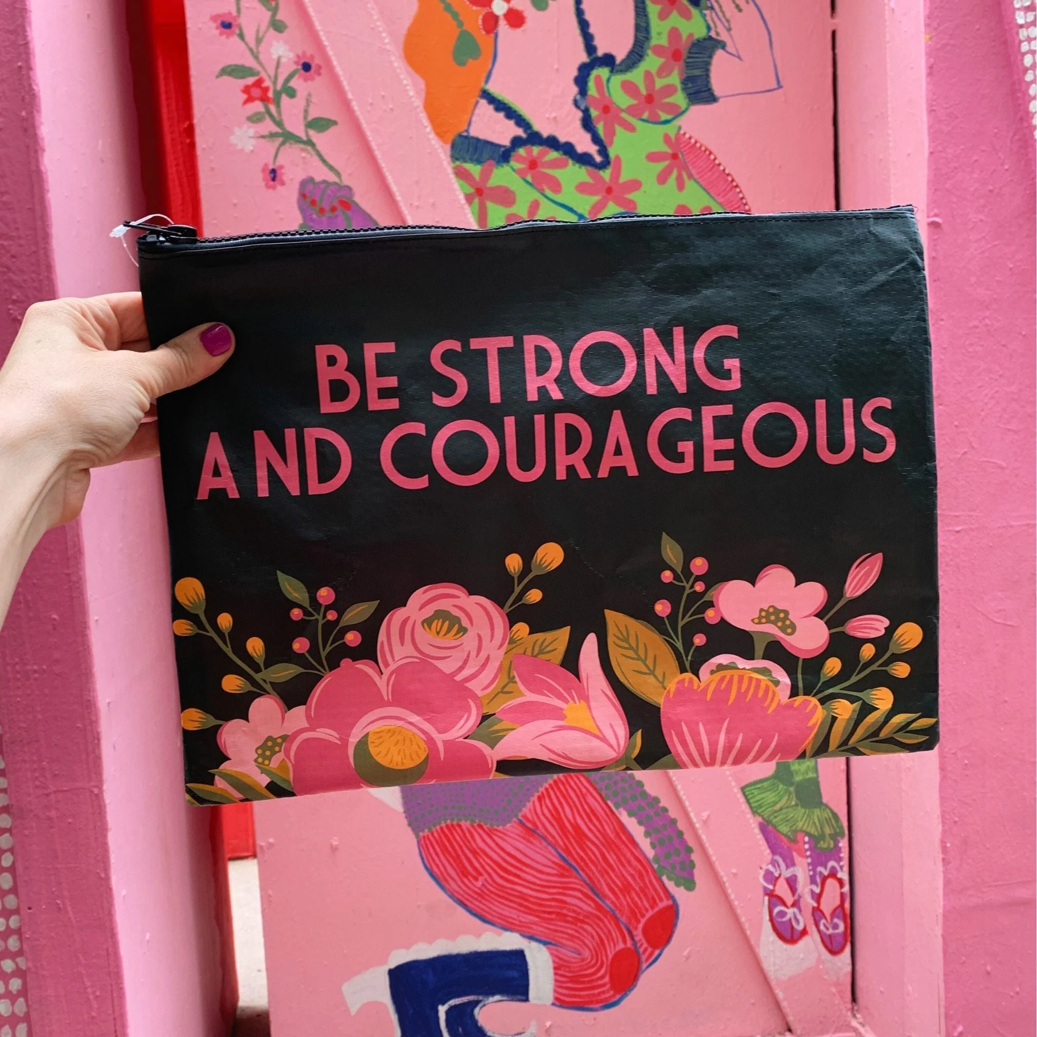 Be Strong And Courageous Zipper Folder | Double-Sided Camo Jumbo Pouch | 14.25" x 10" - Image 3